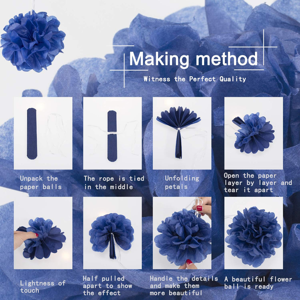 Whaline 4th of July Party Decorations Set, Patriotic USA Flag Pennant Bunting, Red White Blue Paper Fans, Star Garland Hanging Streamers, Tissue Pom Pom Flowers for Independence Day Decor, 14Pcs Whaline