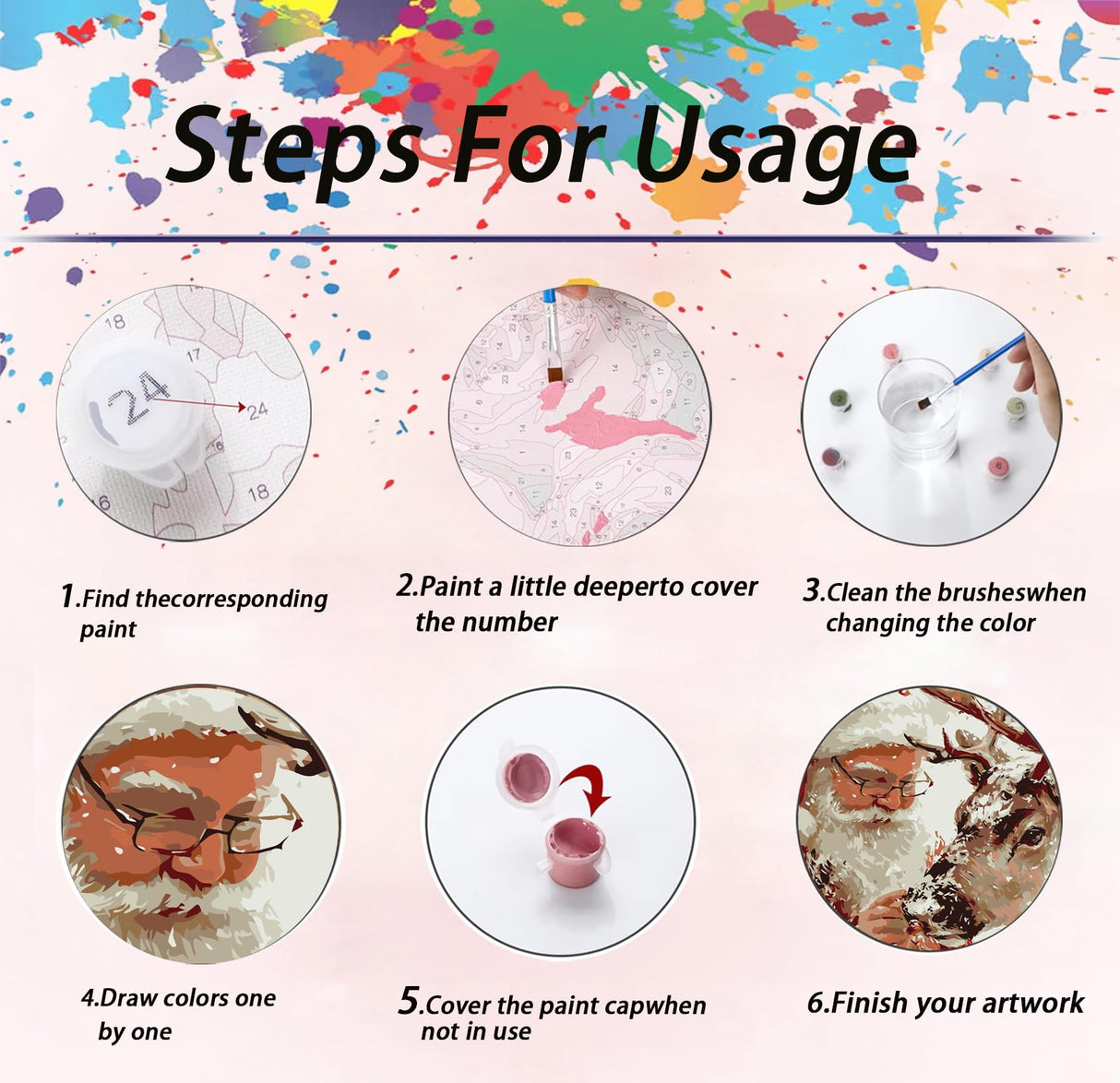 Christmas Paint by Numbers for Adult,Paint by Numbers Kit for Adults Beginners,DIY Paint by Numbers Acrylic Paint Canvas Santa Elk Painting Kits Art,Home Wall Decor, 11.8X11.8 inch(Without Frame) APTDYIGL