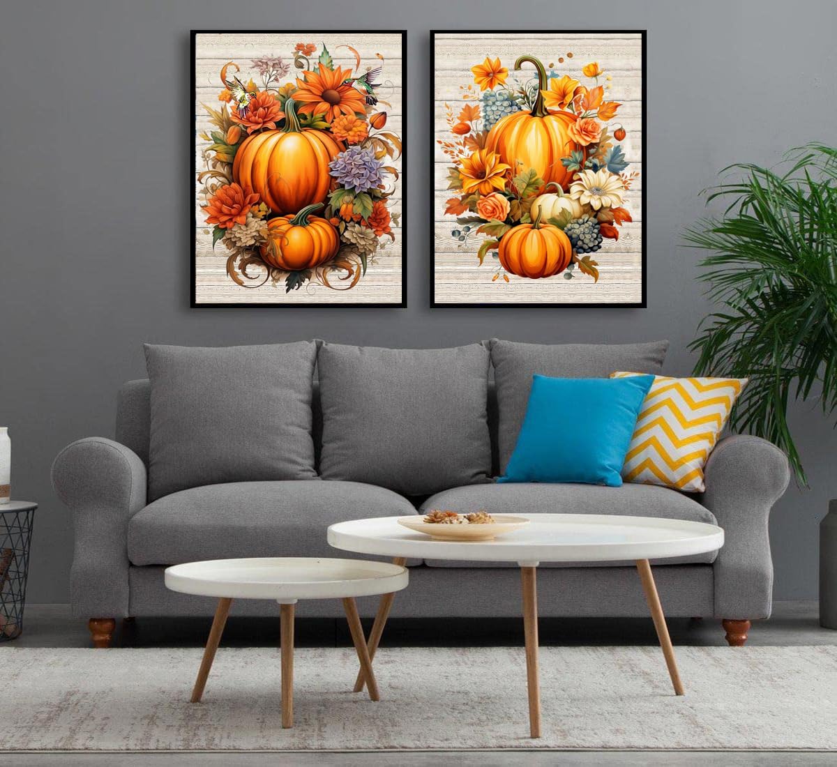 MjhRcll 4 Packs Paint by Numbers for Adults,Fall Paint by Numbers on Canvas,DIY Pumpkins Picture Paint by Number Kits Without Frame Acrylic Painting for Home Wall Decor 12X16 Inch MjhRcll
