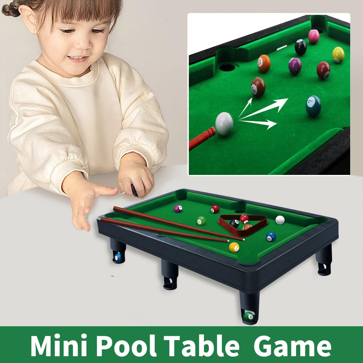 Mini Pool Table Game, Cat Billiard Table, Including Game Ball, Mother Ball, Tripod, etc., Portable Pool Set, Suitable for Family Parent-Child Games, The Best Gift for Pet Cats (A) FUOOO