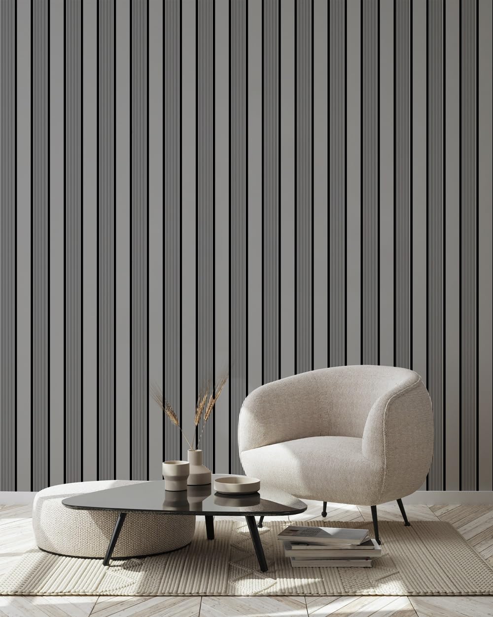Concord 3D Wall Panels | Faux Wood Slats - Dove Gray | Waterproof Slat Panel | 94.5” x 4.7” Each | 18.5 sqft. | Shiplap Wall Panels for Interior Decor CO405 (Pack of 6) CONCORD WALLCOVERINGS ™