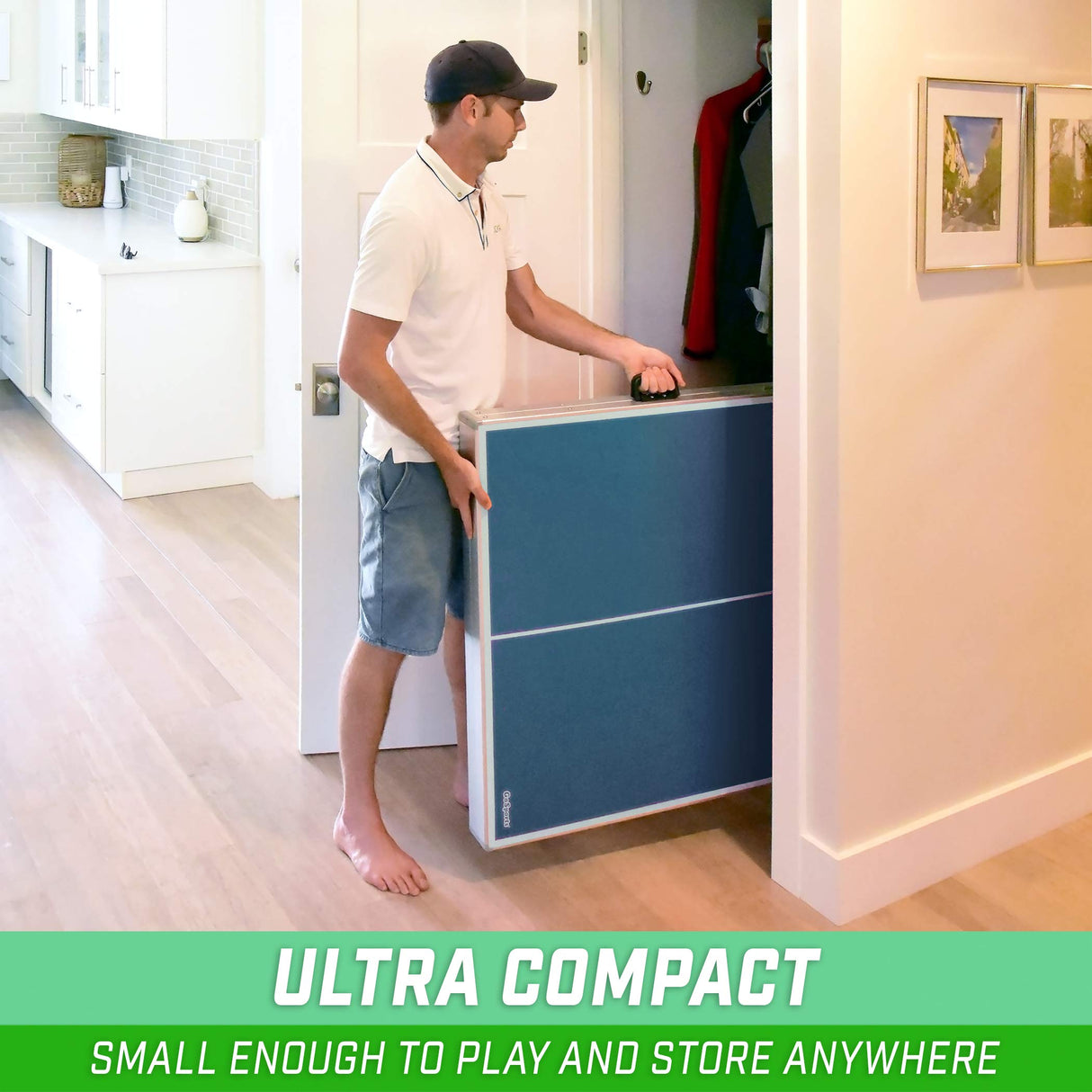 GoSports 6 ft x 3 ft Mid-size Table Tennis Game Set - Indoor / Outdoor Portable Table Tennis Game with Net, 2 Table Tennis Paddles and 4 Balls GoSports