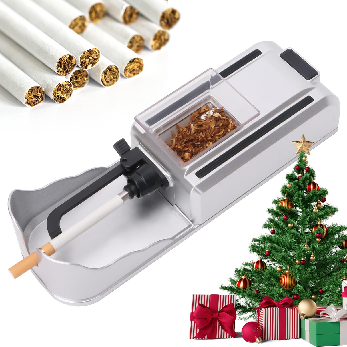 Cigarette Rolling Machine (silver) Electric Automatic Injector Tobacco Roller Maker Portable Generic