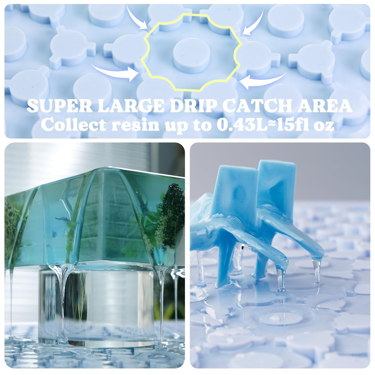 LET'S RESIN Premium Resin Collector Mat, 20" x 14"Large Easy Clean Silicone Mat for Crafts, Epoxy Resin,Placemat(Blue) LET'S RESIN