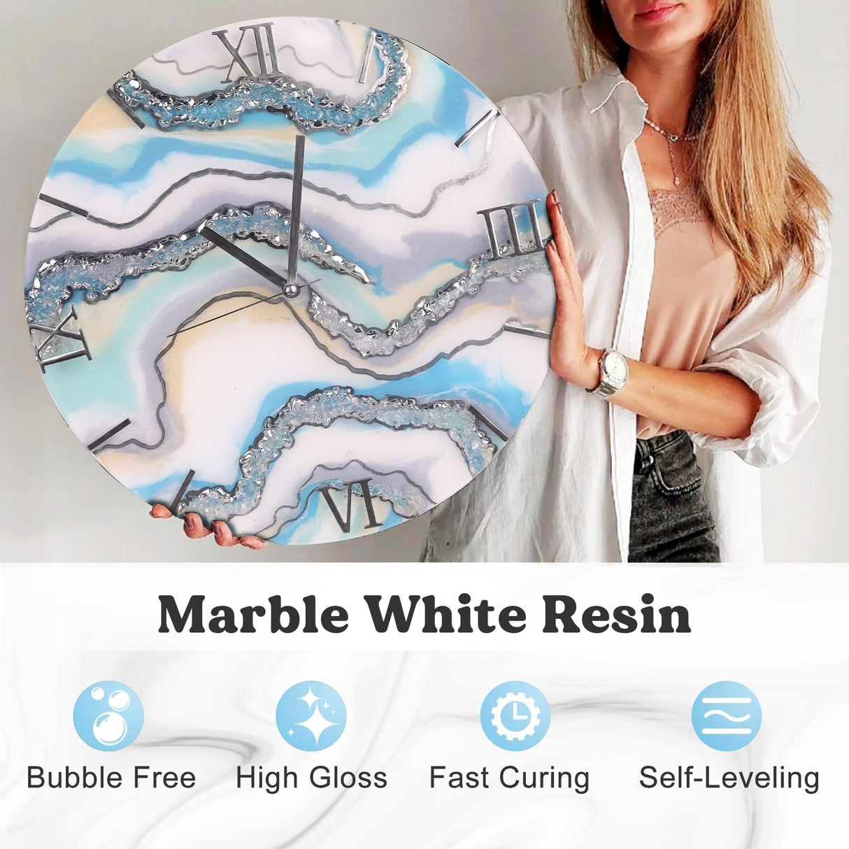 LET'S RESIN EPOXY RESIN White Epoxy Resin,44OZ Bubble Free & High-Gloss Epoxy Kit,Self Leveling Resin and Hardener for Art Crafts,Jewelry Making,Wall Clock LET'S RESIN EPOXY RESIN