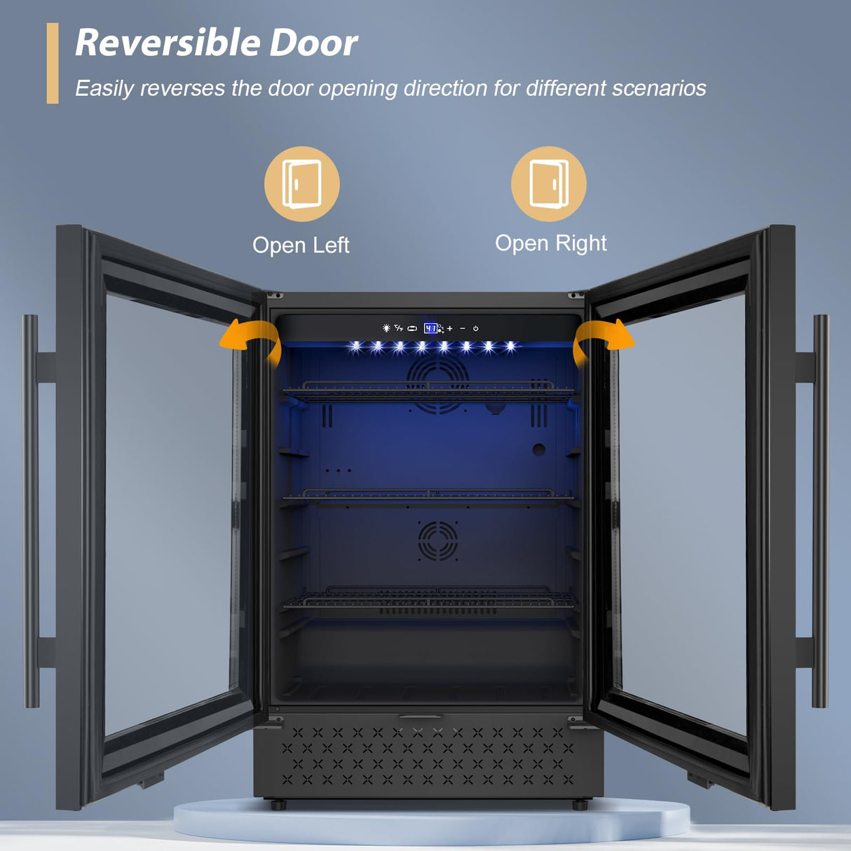 Tylza Beverage Refrigerator 24 Inch, Under Counter/Freestanding Drink Fridge, 190 Cans Beverage Cooler with Glass Door, Reversible Door, Low Noise, Quick Cooling - for Beer, Soda, ETC, Black Tylza