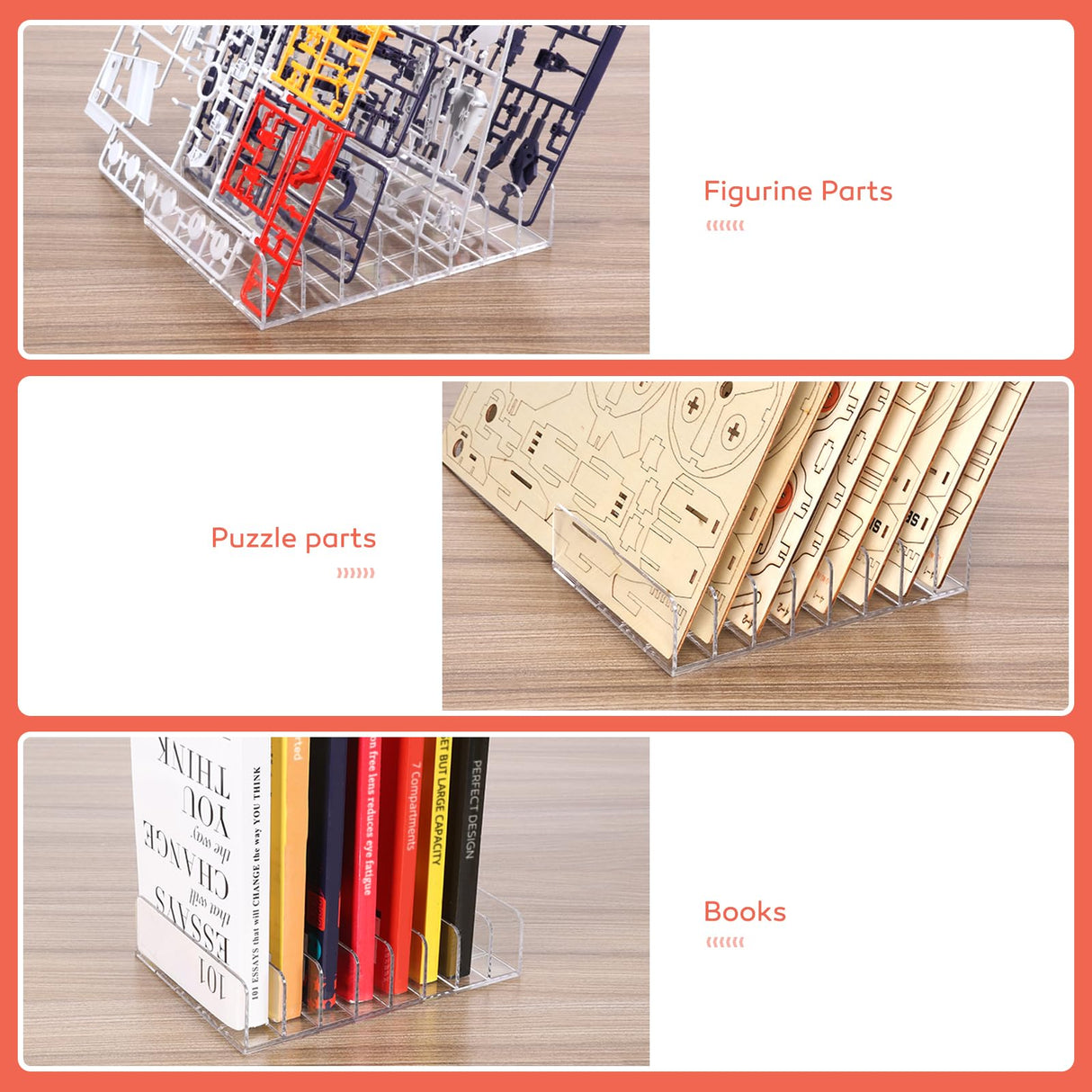 2 Pcs Puzzle Storage Rack with Puzzle Accessories Box, Puzzle Rack Organizer, Puzzle Holder Rack for 8 Small and Large Puzzles, Plastic Model Holder Storage Rack Organizer Creative.C