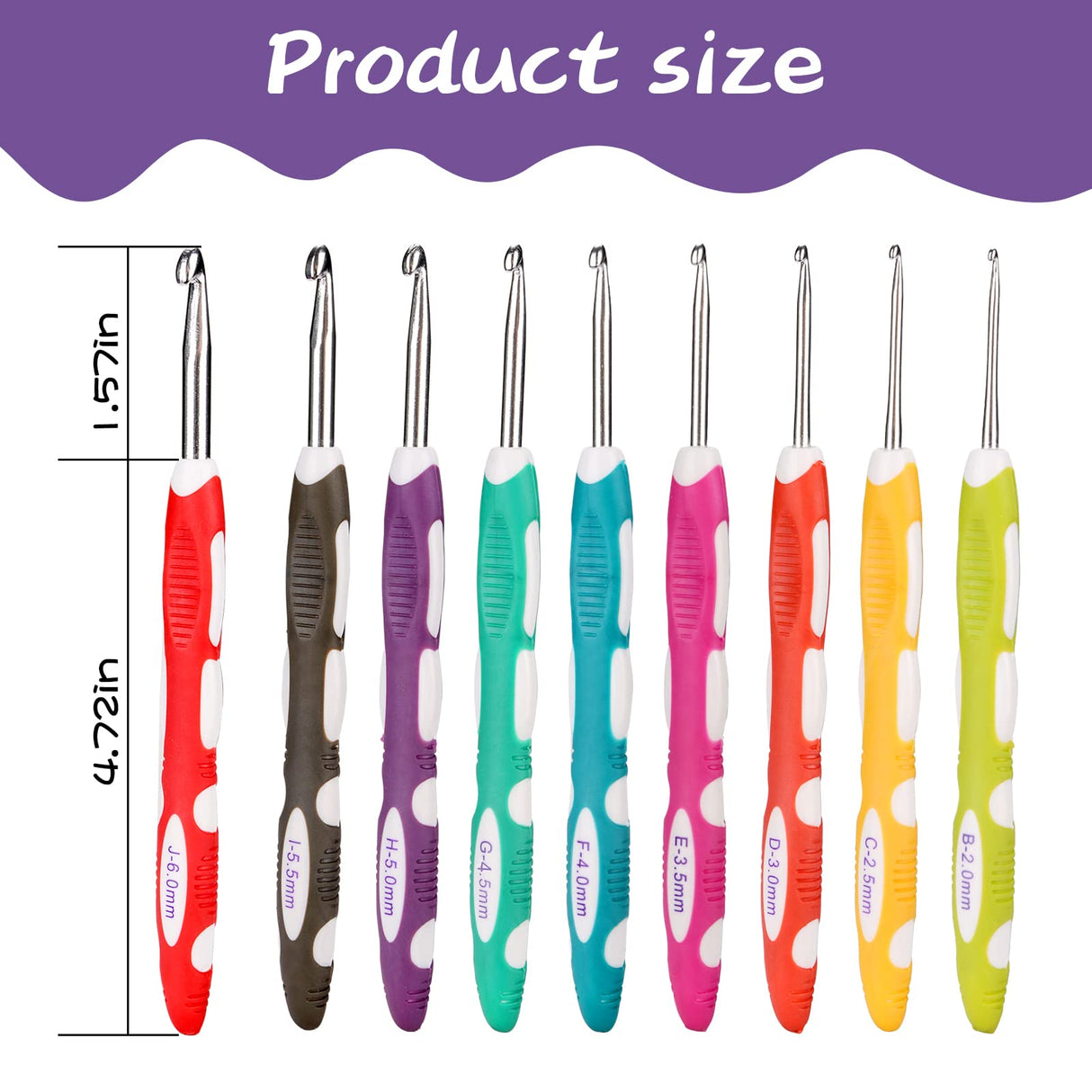 Ruidi TPR and ABS Handle Crochet Hook(9pcs) RUIDI