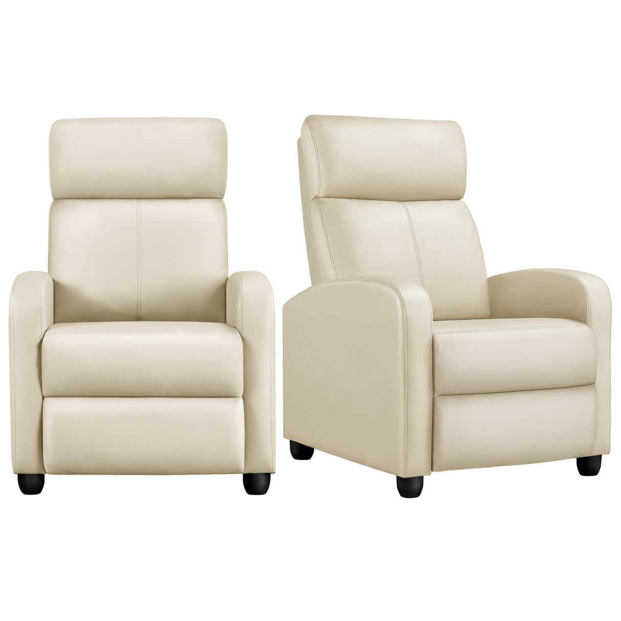 Yaheetech PU Leather Reclining Chair Single Sofa for Living Room Padded Seat with Pocket Spring for Small Space Living Room Bedroom Home Theater Beige Yaheetech