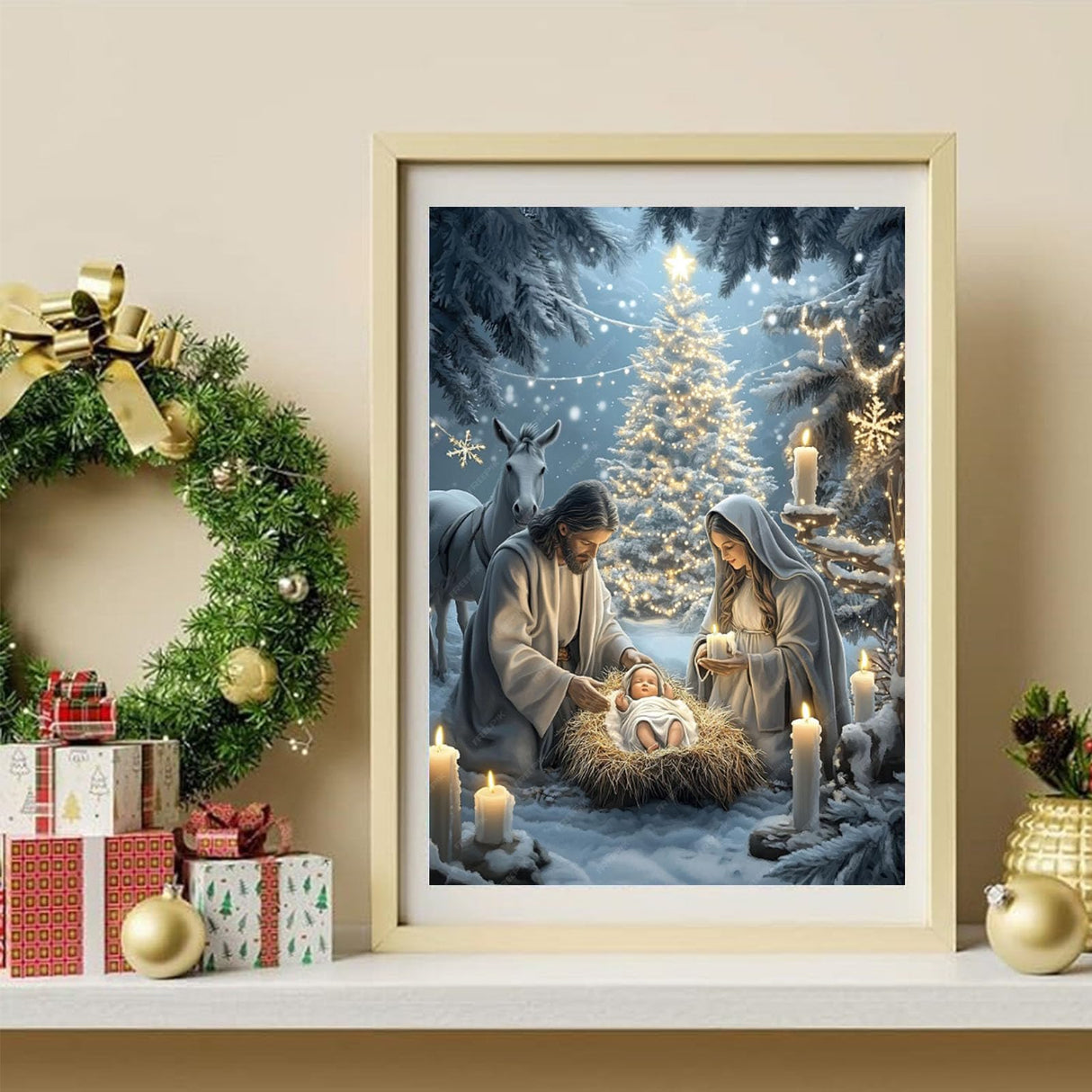 Jesus Nativity Diamond Art Kits for Adults-Christmas Jesus Born 5D Diamond Painting Kits for Adults Beginners,DIY Full Drill Diamonds Christian Gem Art Kits for Gift and Home Decoration(12x16 inch) Arttoplus