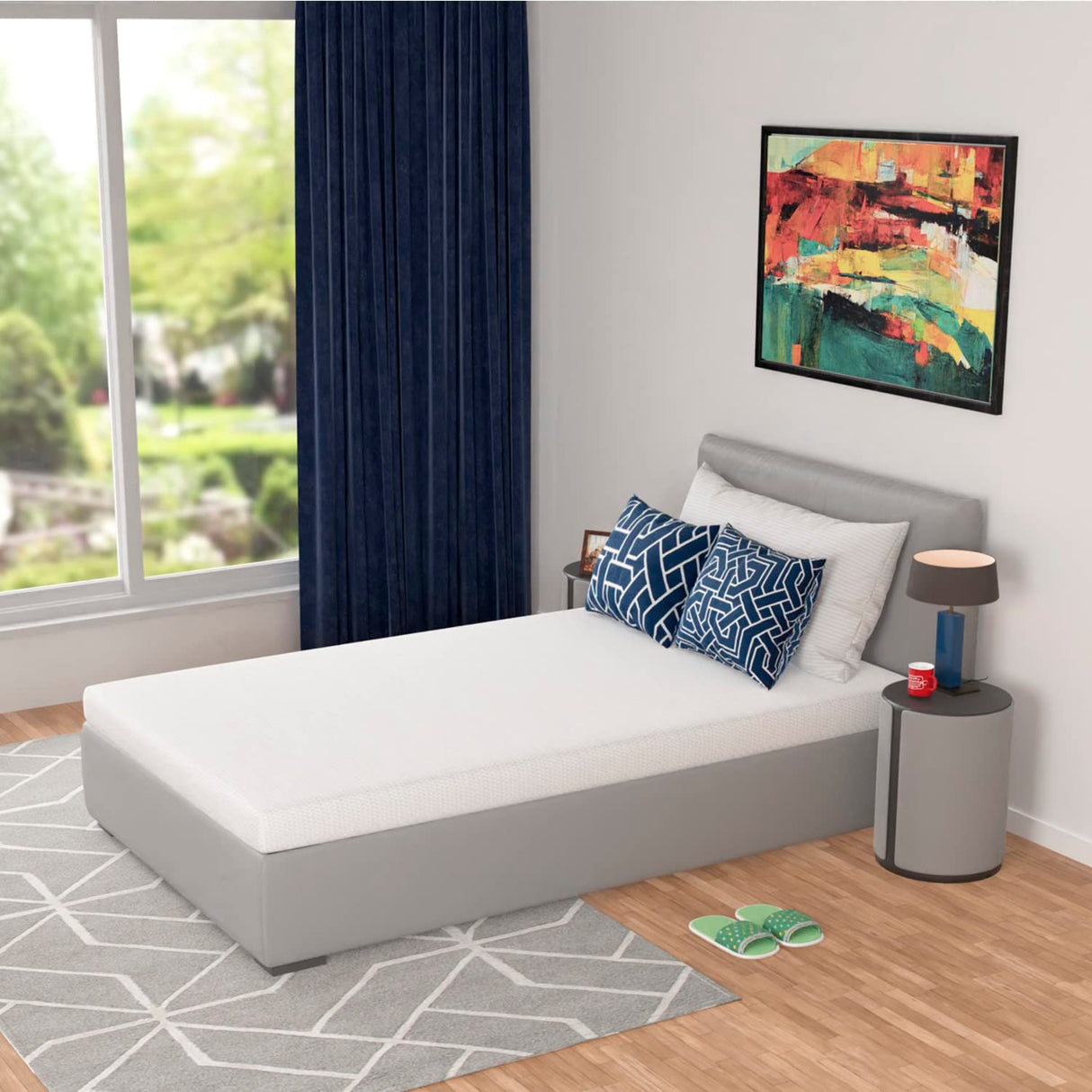 PayLessHere 5 Inch Twin Green Tea Memory Foam Mattress Cooling Gel Infused Mattress,Medium Firm Mattresses Fiberglass Free/CertiPUR-US Certified/Bed-in-a-Box/Pressure Relieving Twin Size,White PayLessHere