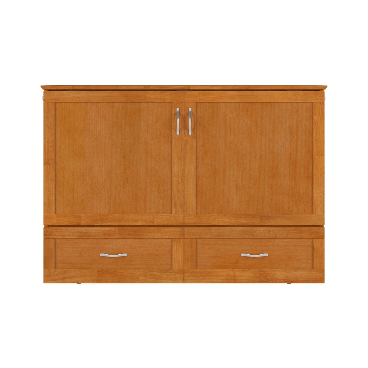 AFI Hamilton Full Murphy Bed Chest with Mattress, Storage, and Built-in Charger in Light Toffee AFI