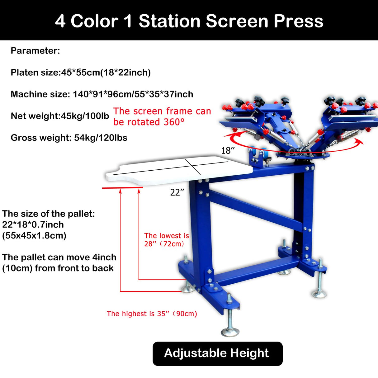 HayWHNKN 4 Color 1 Station Micro-Adjust Screen Printing Machine Kit Silk Screen Printing Press for T-Shirt with UV Exposure Unit Kit Washout Tank HayWHNKN