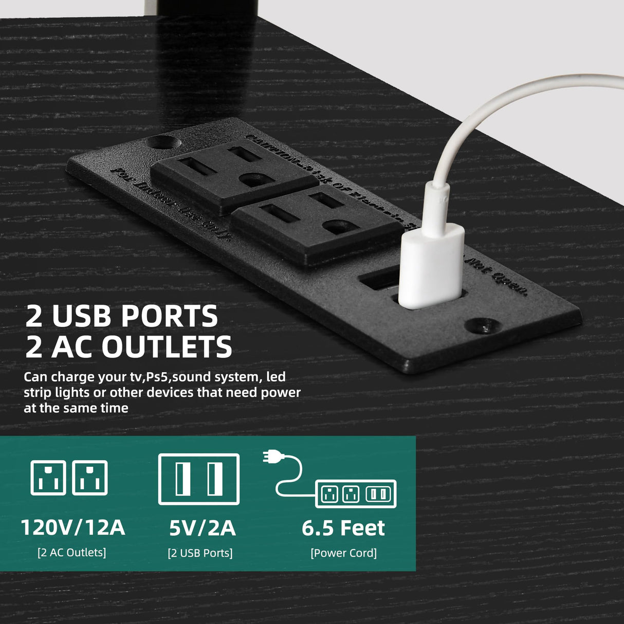 YITAHOME Black TV Stand with Mount, Modern TV Stand for 70/65 inch TV LED Entertainment Center with Adjustable Mount & Power Outlet, TV Console Cabinet, Black YITAHOME