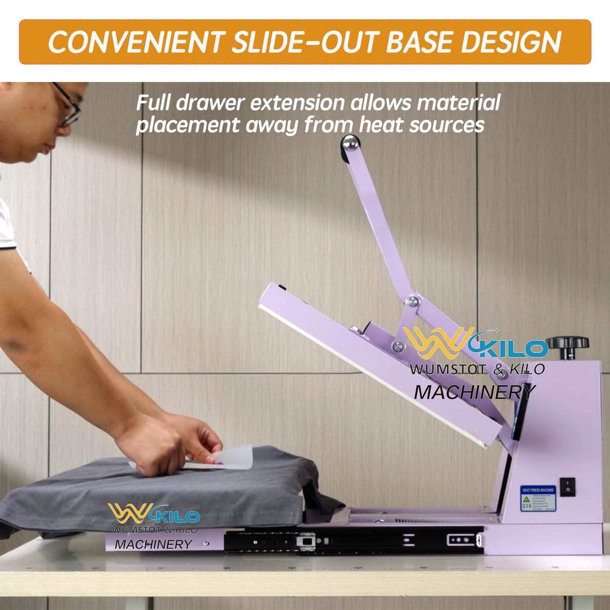 Large Heat Press 16x24 Manual with Slide-Out Base, Industrial Grade 2000W Clamshell Heat Press Machine for T-Shirts - Purple/Green Heat Transfer Equipment for Sublimation, DTF & Vinyl (Purple) WUMSTOT