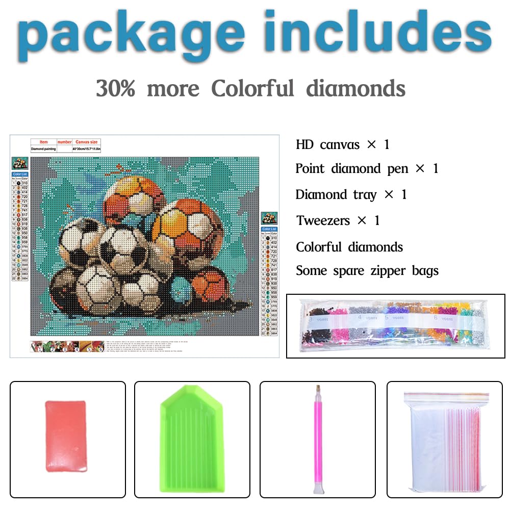 VONBOR Sport Diamond Art Painting Kits for Adults & Kids Beginner, Football Diamond Art for Adults Full Round Drill, DIY Paint with Diamond Dots Gem Art Craft Set Picture Gift 12 * 16 inch VONBOR