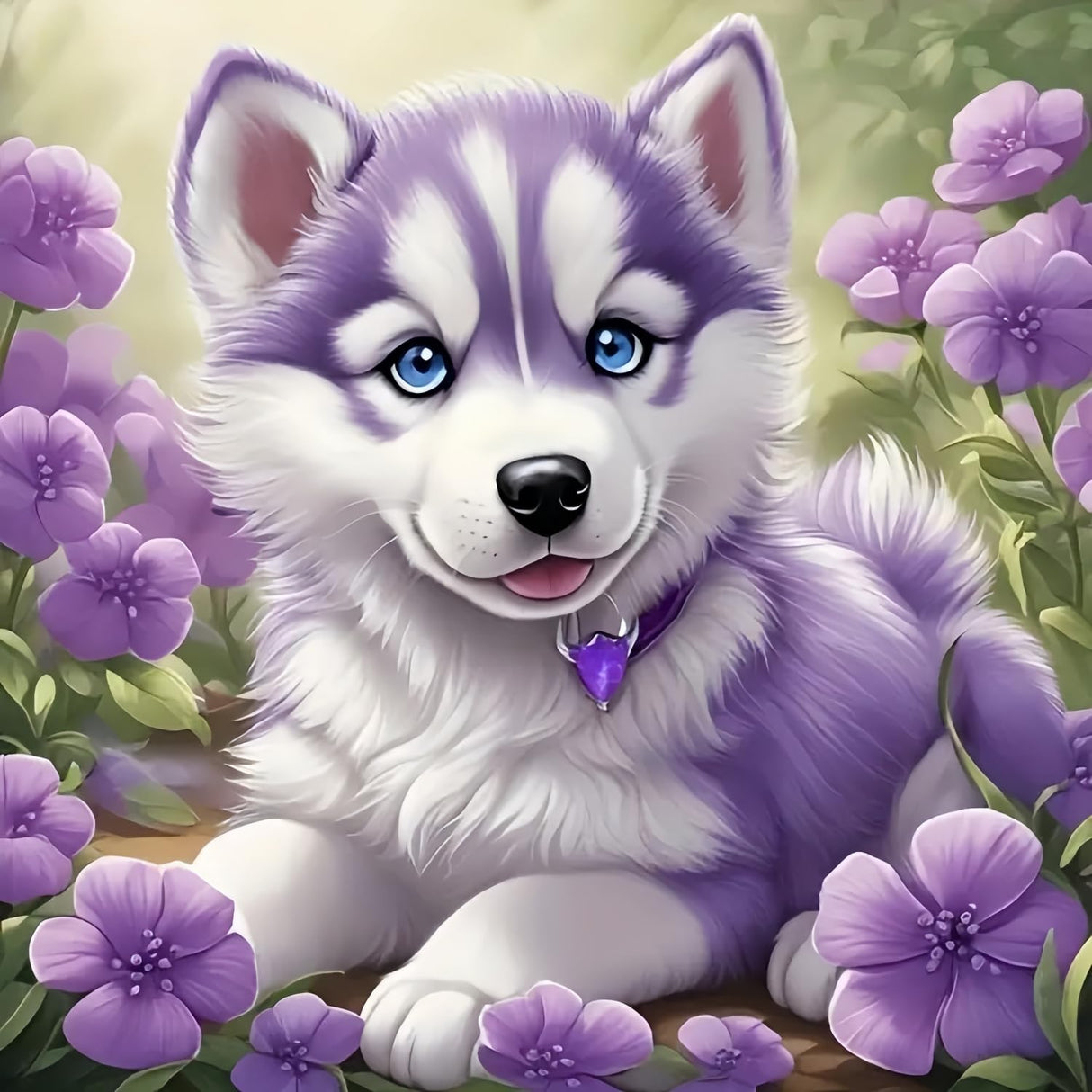 5D Diamond Art Kits for Adults Beginners,Purple Puppy DIY Full Round Drill Diamond Painting Kits,Cute Animal Dog Paint by Diamonds Dots Gem Art Easy,Home Wall Decor 14X14 Inch Acelii