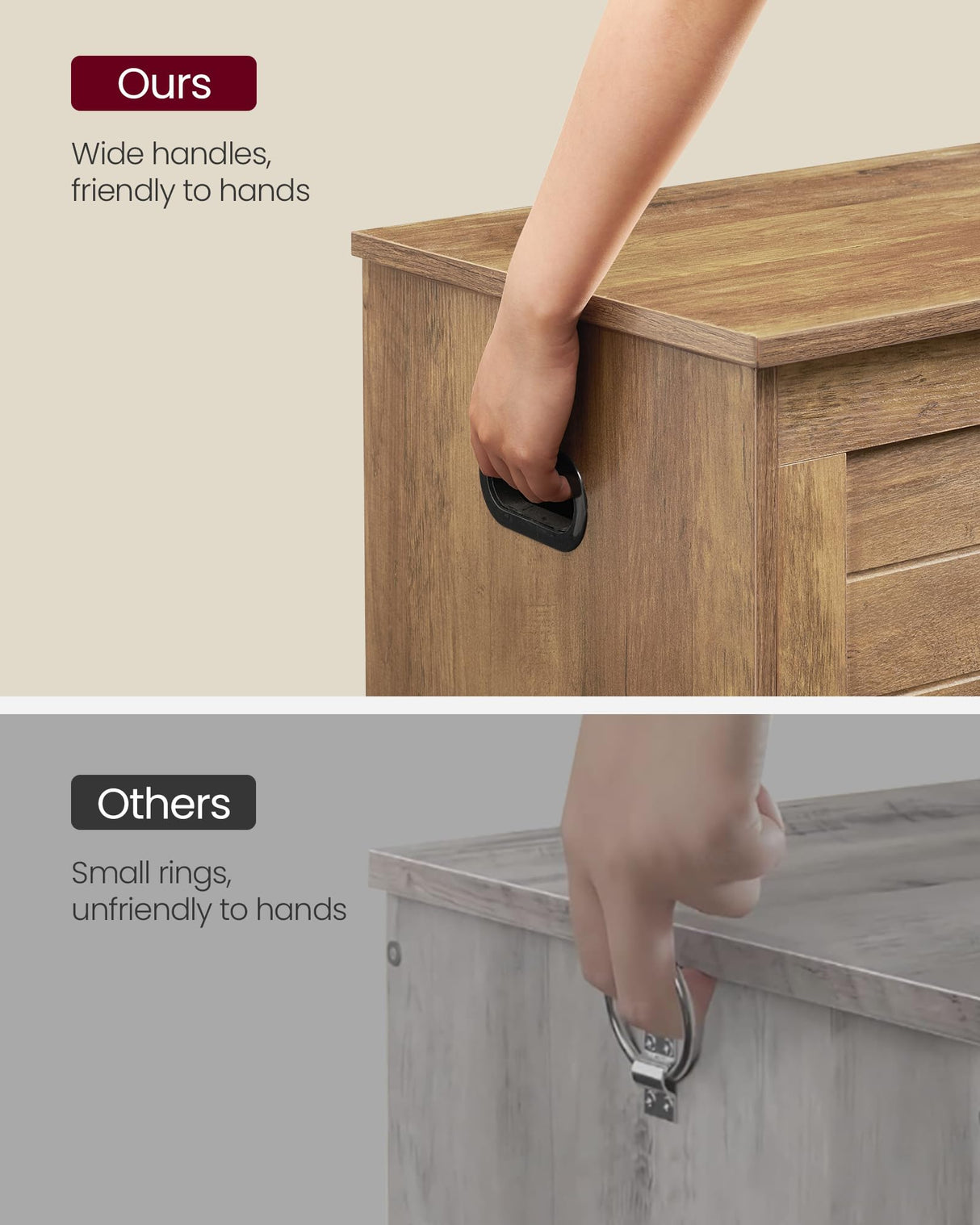 VASAGLE Storage Chest, Storage Trunk with 2 Safety Hinges, Storage Bench, Shoe Bench, Farmhouse Style, 15.7 x 39.4 x 18.1 Inches, for Entryway, Bedroom, Living Room, Honey Brown ULSB061K01 VASAGLE