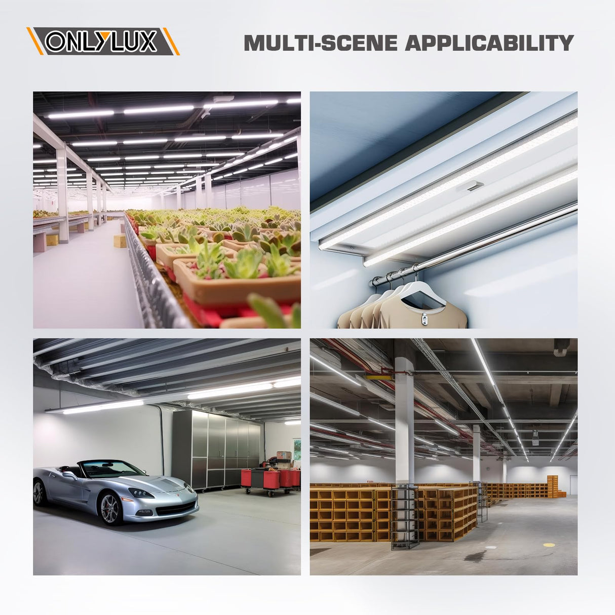 ONLYLUX LED Shop Lights, LED Tube Light 25W 6000K, Led Garage Light, Super Bright, Under Cabinet Lighting, Linkable with Plug LED Light for Workbench Workshop Basement (2 Pack) ONLYLUX