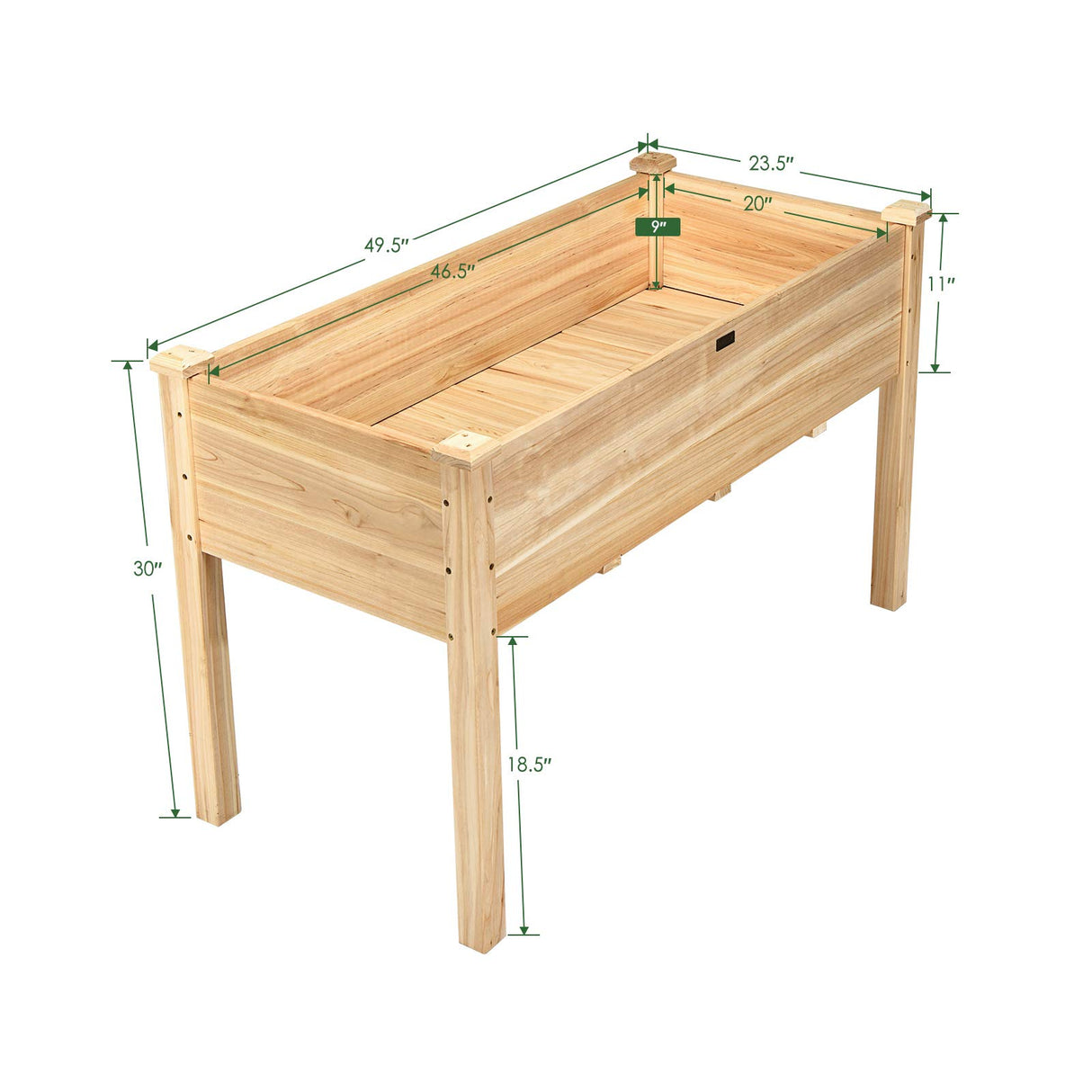 Giantex Raised Garden Bed Kit Elevated Planter Box for Vegetables Fruits Herb Grow, Heavy Duty Natural Cedar Wood Frame Gardening Planting Bed for Deck Patio Yard, 49.5"X23.5"X30.0" Giantex