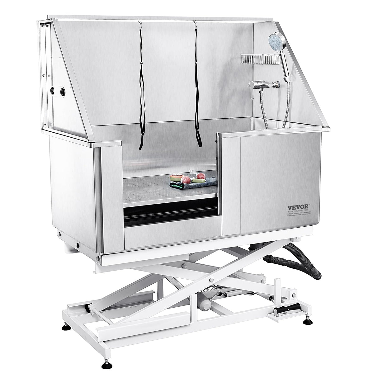 VEVOR 50" Pet Dog Bathing Station Electric Height Adjustment, Professional Stainless Steel Dog Grooming Tub w/Soap Box, Faucet,Rich Accessory,Bathtub for Multiple Pets, Washing Sink for Home(Left) VEVOR