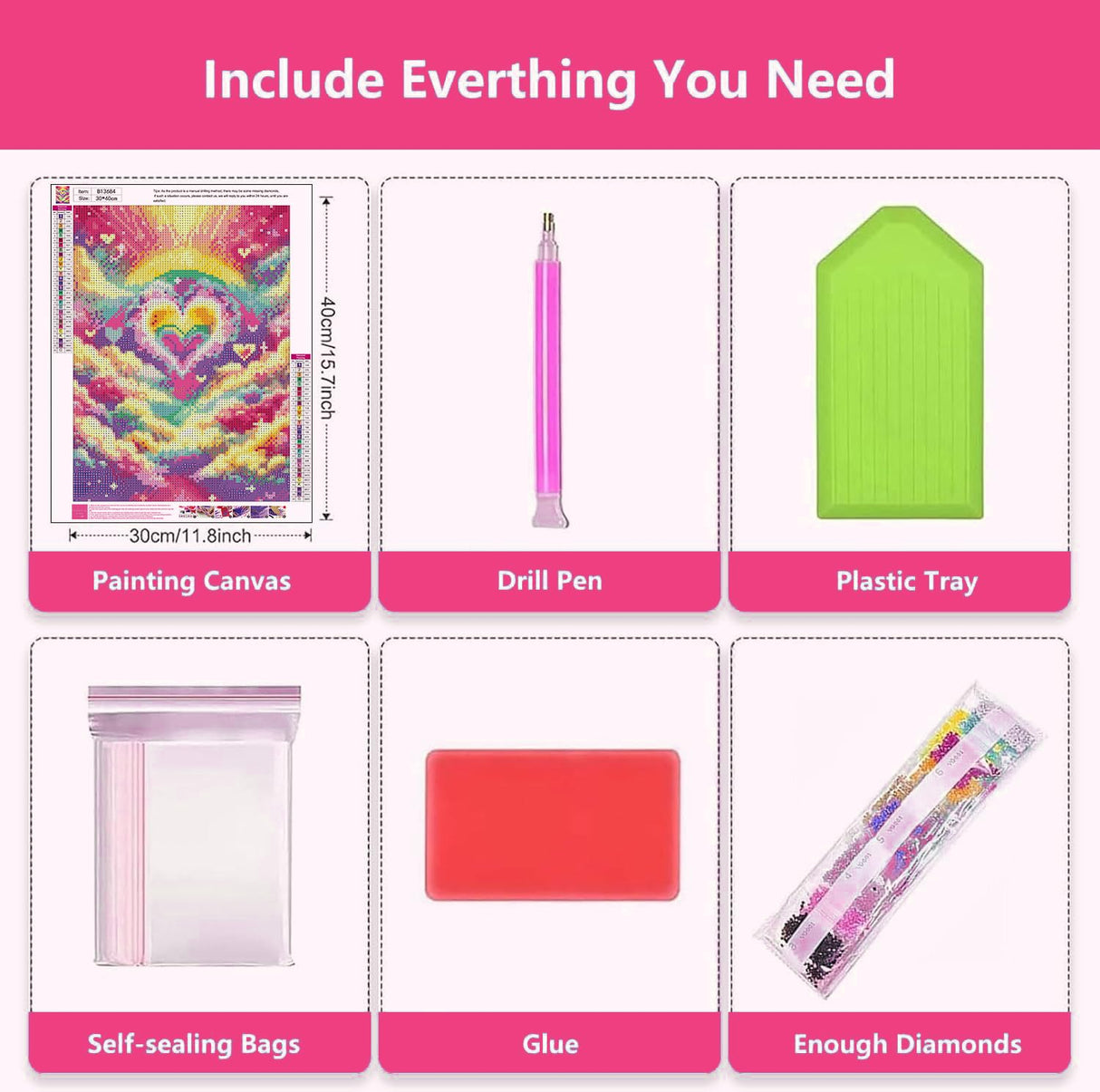 Axquilon Diamond Art Kits for Adults-Rainbow Heart 5D Diamond Painting Kits for Beginners- Round DIY Arts and Crafts Gem Art Kits for Home Decor Gift-12x16in Axquilon