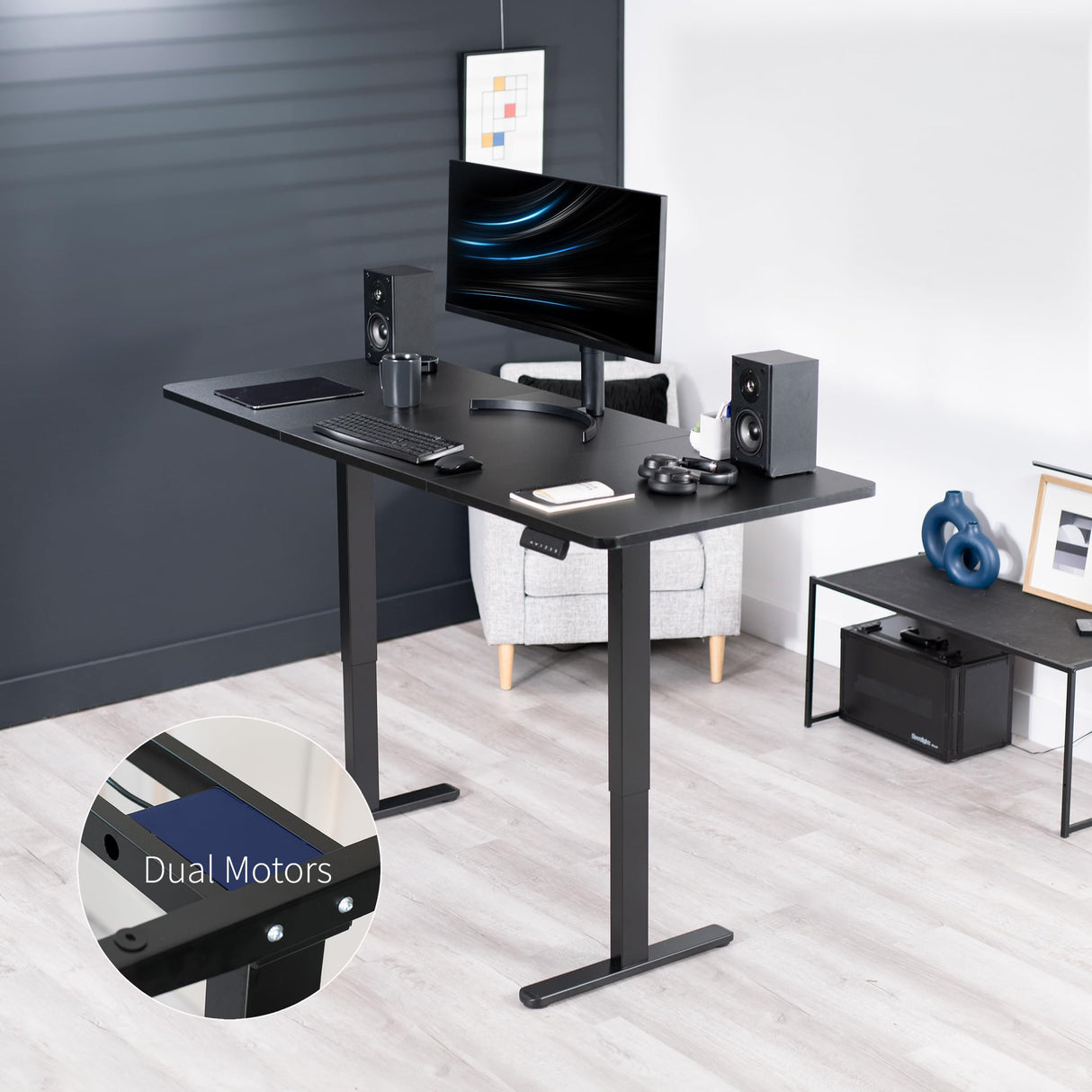 VIVO Electric Height Adjustable 71 x 30 inch Memory Stand Up Desk, Black 30 inch Deep Table Top, Black Dual Motor Frame, Preset Controller, E2B VIVO