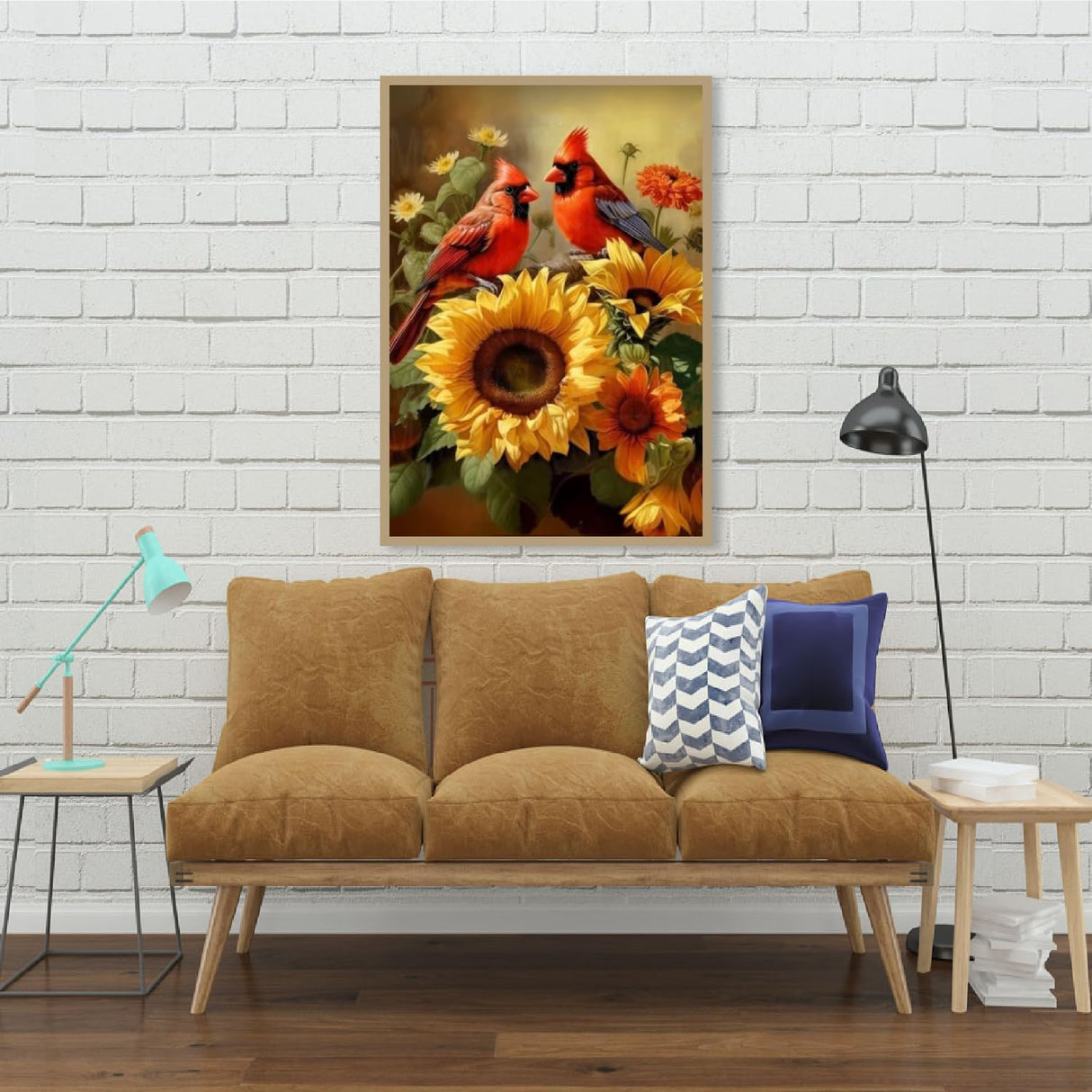 Diamond Painting for Adults Kits, 5D Cardinal Diamond Art Kits for Beginners, DIY Full Drill Sunflowers Diamond Gem Art Kits for Home Wall Decor 12x16 Inch Mrnsiet