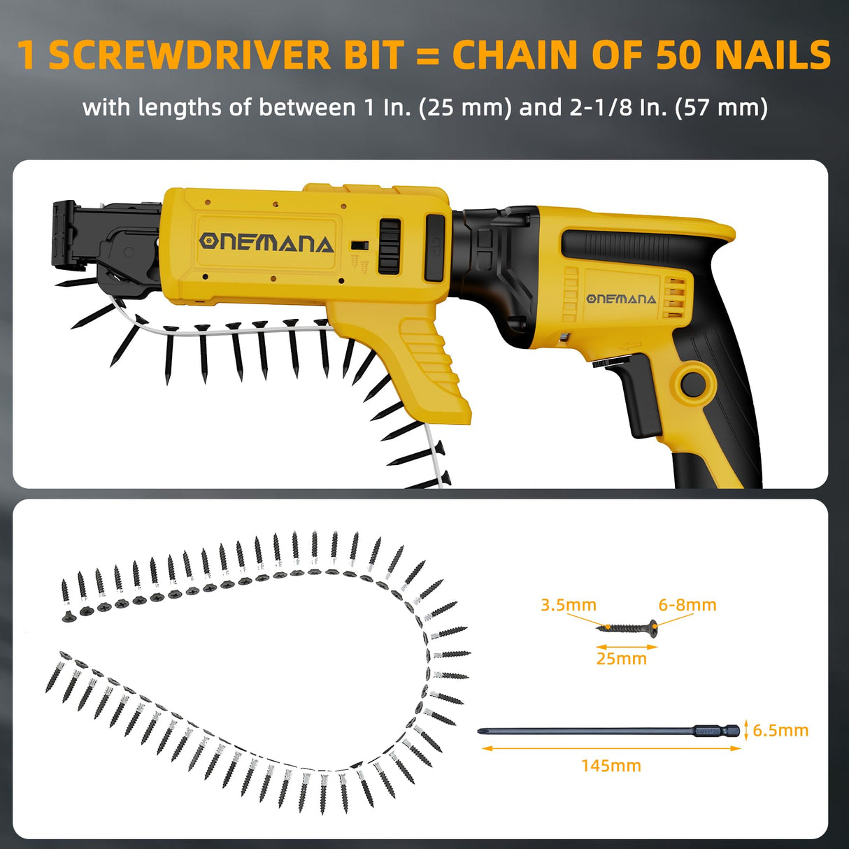 ONEMANA Collated Screw Gun Attachment, Suit For Dewalt DCF620 ONEMANA