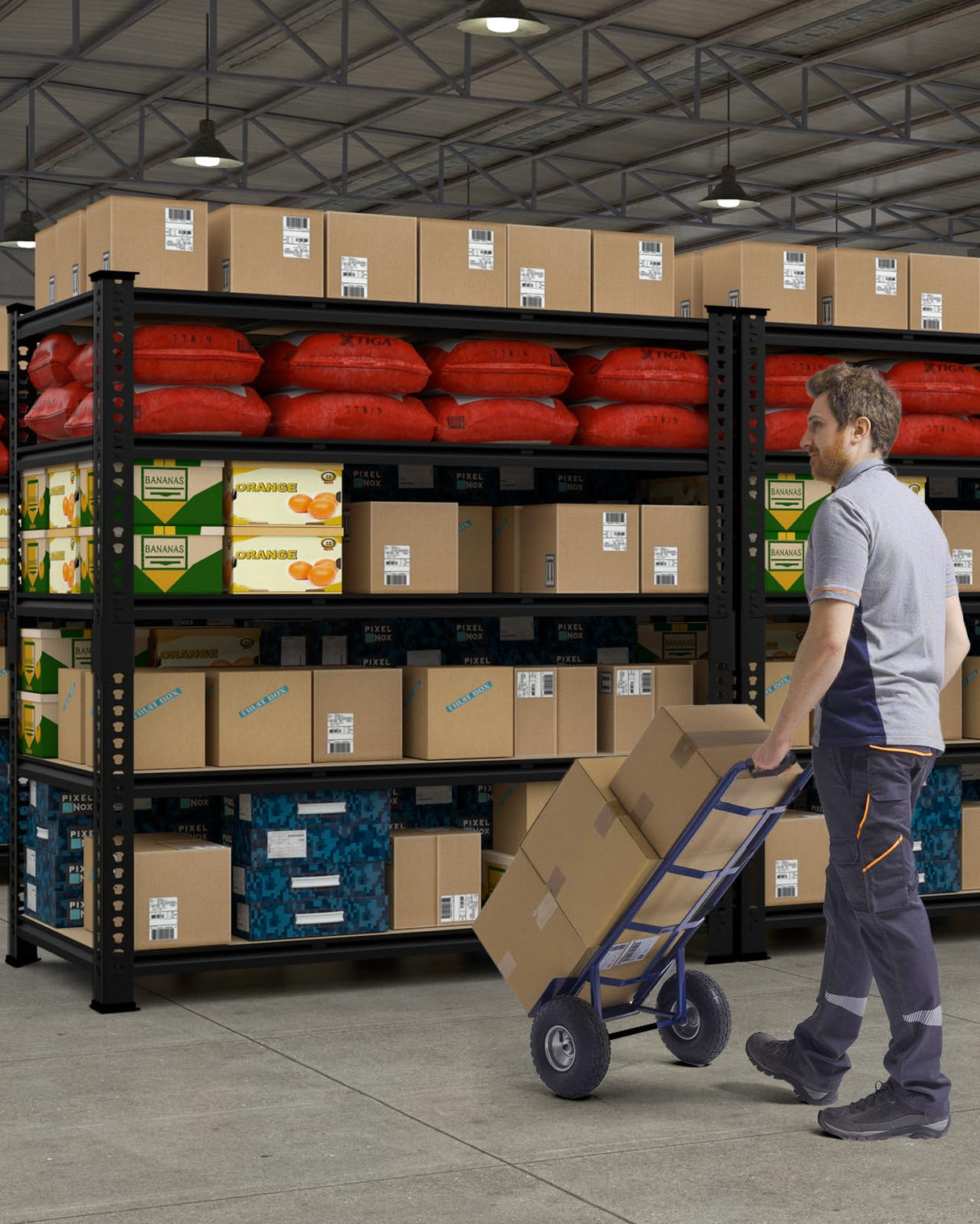 PrimeZone Heavy Duty Garage Storage Shelves - 48" W X 24" D X 72" H Adjustable Metal Shelving Unit, 5 Tier Industrial Shelves for Storage Standing Utility Rack for Warehouse, Pantry, Basement, Black PrimeZone