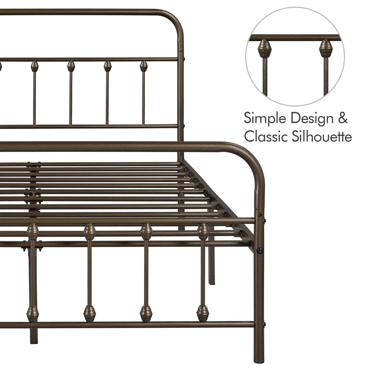Yaheetech Classic Metal Platform Bed Frame Mattress Foundation with Victorian Style Iron-Art Headboard/Footboard/Under Bed Storage No Box Spring Needed Bronze Full Size Yaheetech