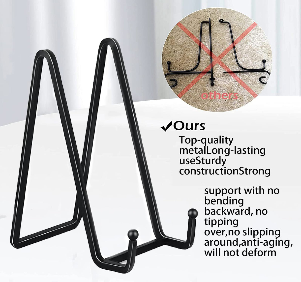 12 Pack 6"Plate Stands for Display,Metal Plate Holders Display Stands Can Be Used for Picture Stands,Book Stands for Display,Plate Display Stands,Easel,Photo Frame Stands,Plaque Stands,Desktop Stand. Birity