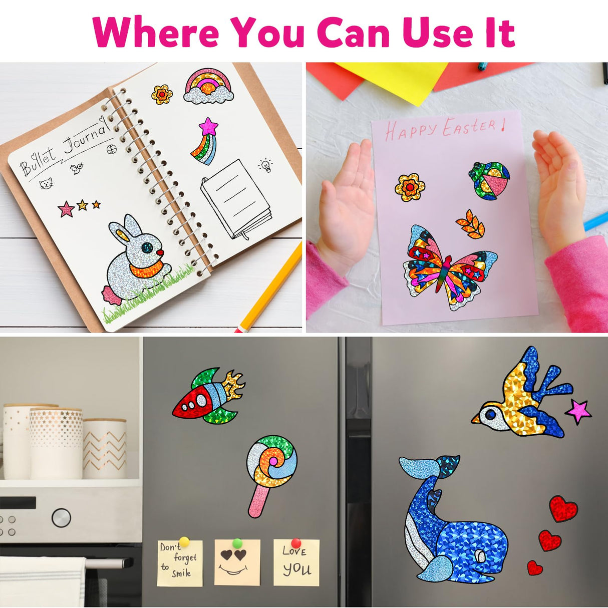 Foil Art Kit for Kids - Foils Fun Craft Kits & Supplies, No Mess Art for Kids, Foil Foam Stickers Art Craft Activity for Kid, DIY Creative Activity Birthday Christmas Gift Travel Toys for Girls Boys OTAOD