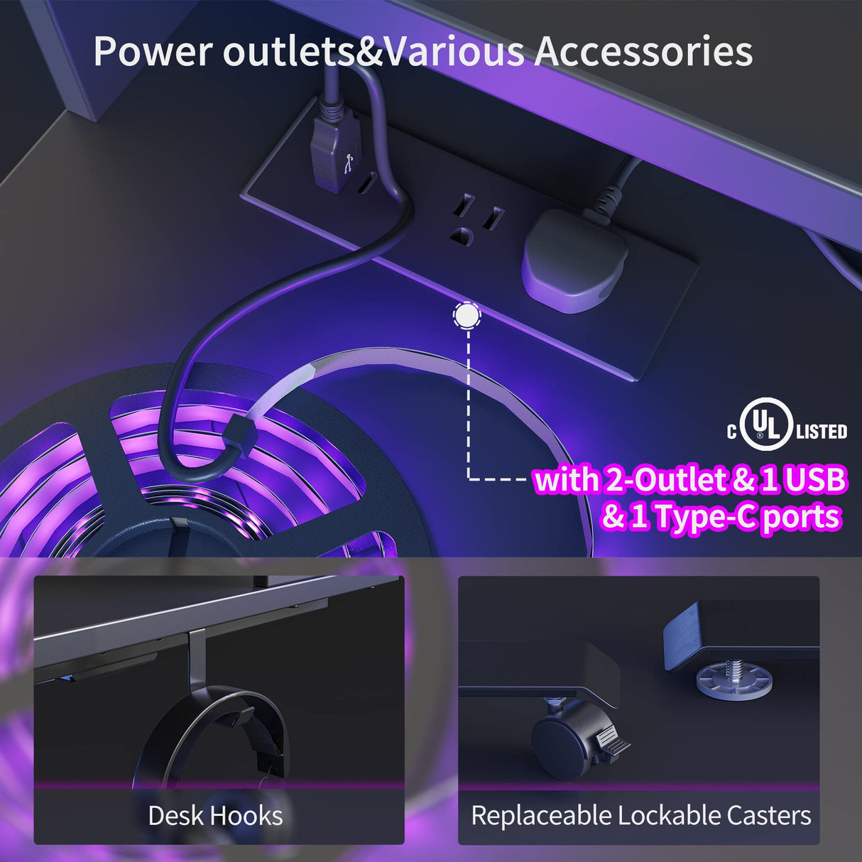 FEZIBO L Shaped Standing Desk with Arc LED & Power Outlet, Exclusive Uprated 3 Motors Support 330LBS, Electric Height Adjustable L Shaped Desk with Large Monitor Stand, for Gaming Office, Black FEZIBO