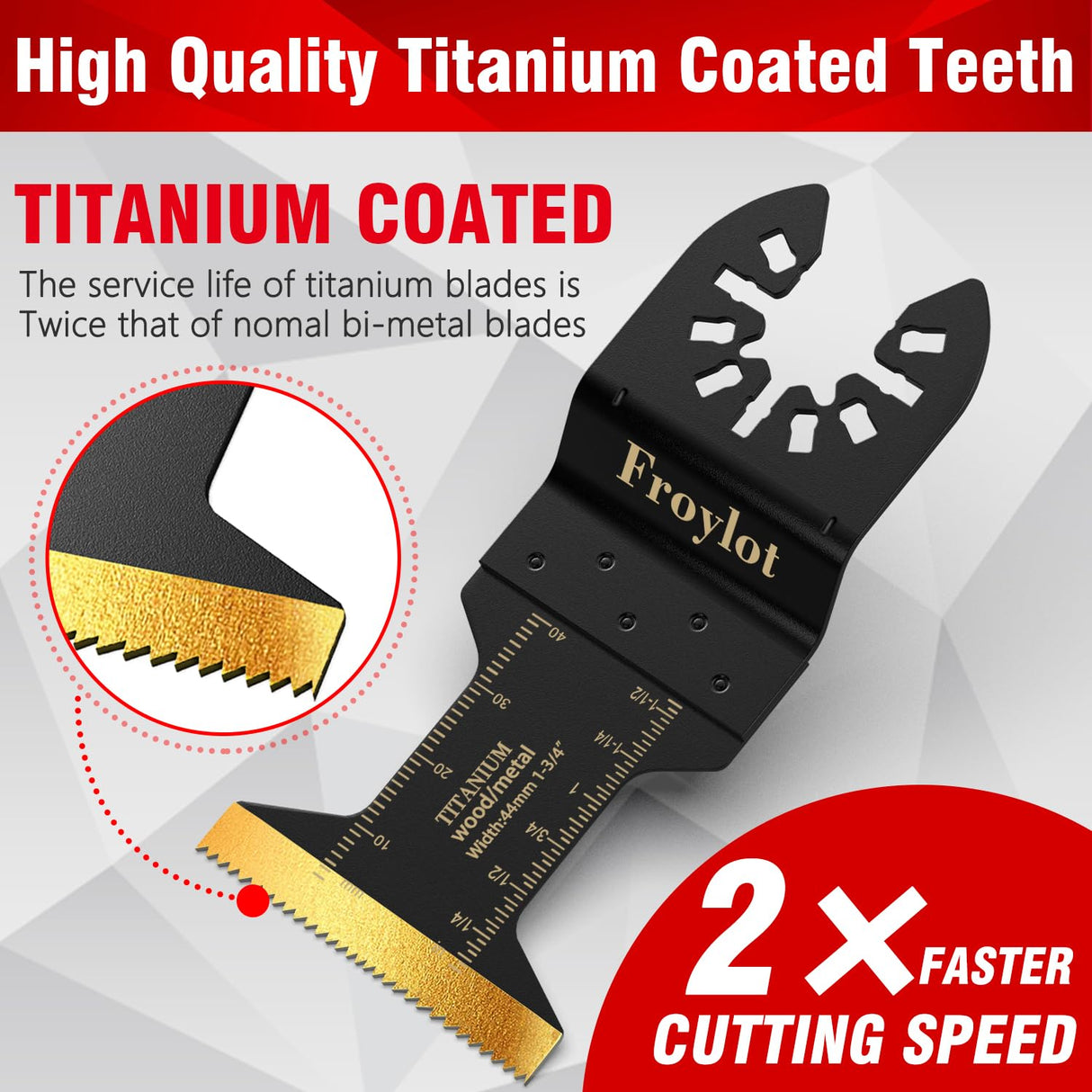 49pcs Titanium Oscillating Tool Blades High-Carbon Steel Multitool Blades, Universal Multi Tool Blades Kits for Metal Wood Cutting, Fit Dewalt Bosch Milwaukee Ryobi Rockwell Fein Makita FROYLOTㅤ