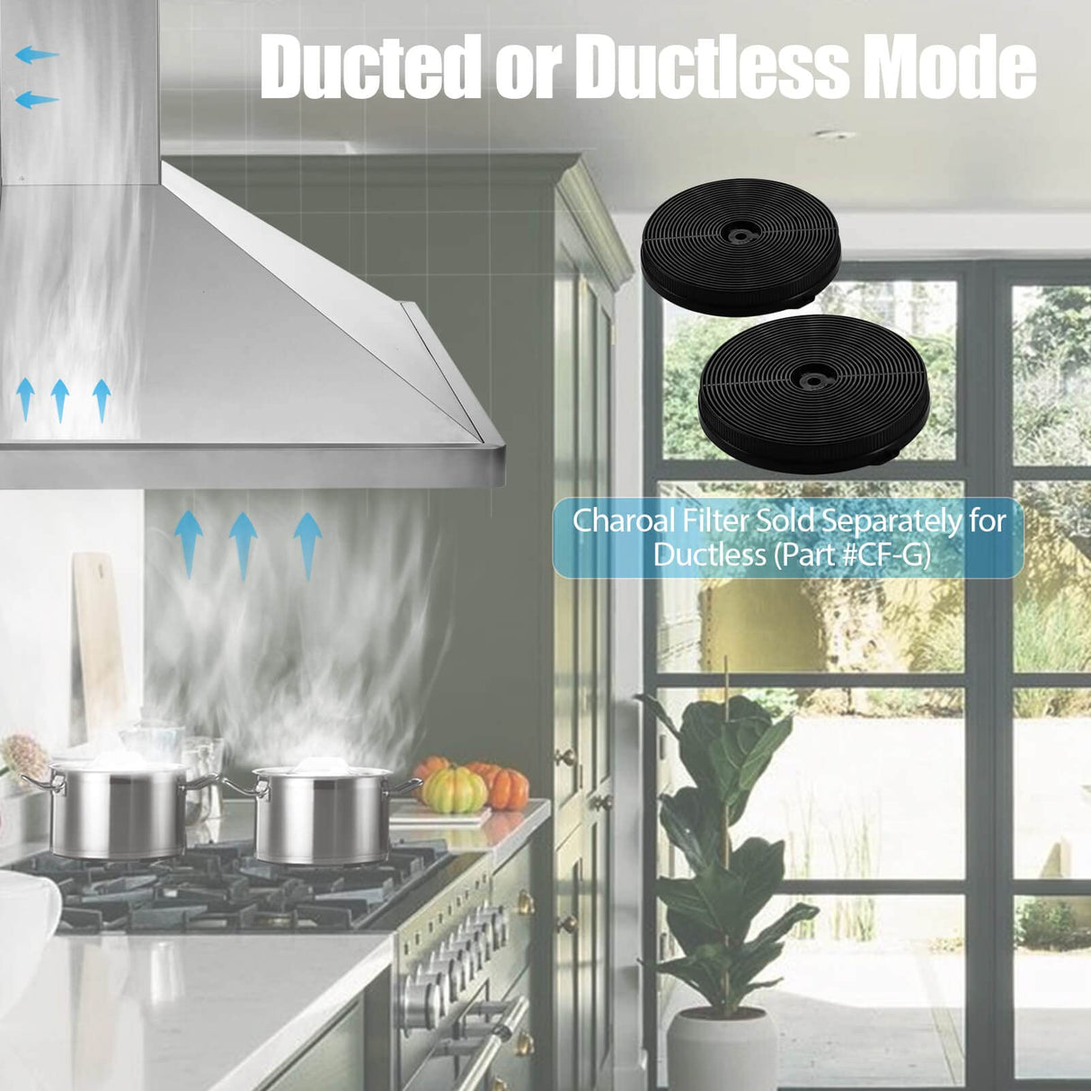 Tieasy Wall Mount Range Hood 30 inch Kitchen Hood 700 CFM with Ducted/Ductless Convertible Duct, Touch Control, Permanent Filters, Stainless Steel, 3 Speed Exhaust Fan, LED Light Tieasy