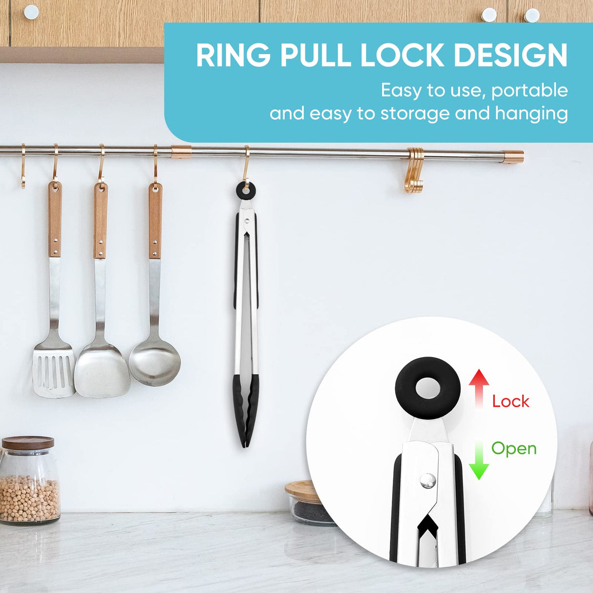 600℉ Heat Resistant Kitchen Tongs for Cooking with Silicone Tips,Maywe Tanso 12-Inch Stainless Steel Locking Cooking Tongs Food Tongs for BBQ,Cooking,Salad and Serving Food,Heavy Duty,Non-Stick,Black Maywe Tanso