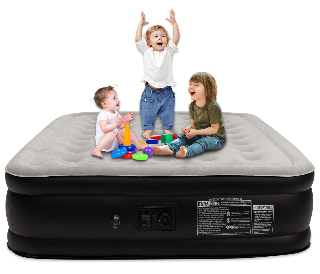 Oqsonwu Air Mattress 16" Air Bed Queen with Built in Pump, Foldable Portable Queen Inflatable Mattress, 660 lbs Weight Capacity Blow Up Air-Mattress Suitable for Guests, Indoors and Camping Oqsonwu