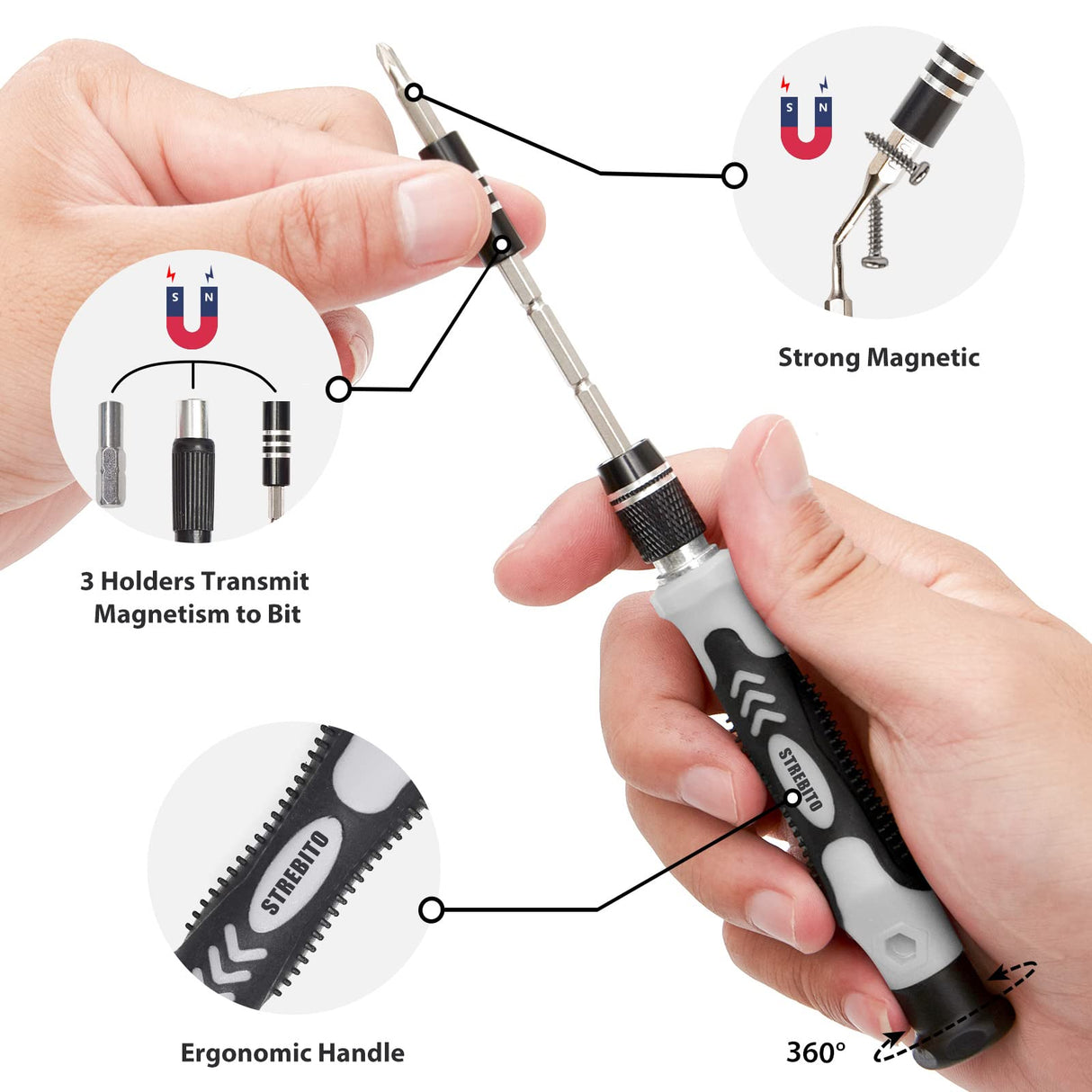 STREBITO Precision Screwdriver Set 142-Piece Computer Tool Kit Magnetic Screwdriver Set Laptop Screwdriver Kit Electronic Repair Kit Tech Toolkit for PC, Phone, Macbook, Nintendo, PS4, Xbox Controller STREBITO