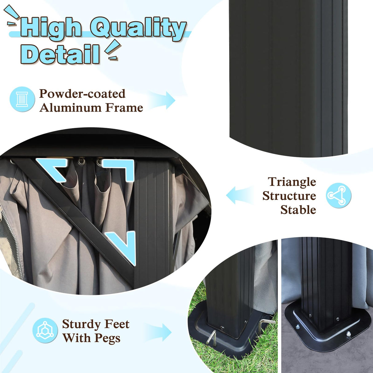 VEIKOU 12' X 20' Gazebo, Outdoor Gazebo, Galvanized Steel Double Roof Aluminum Gazebo, Heavy Duty Patio Gazebo w/Netting and Curtains for Garden, Deck, Backyard VEIKOU