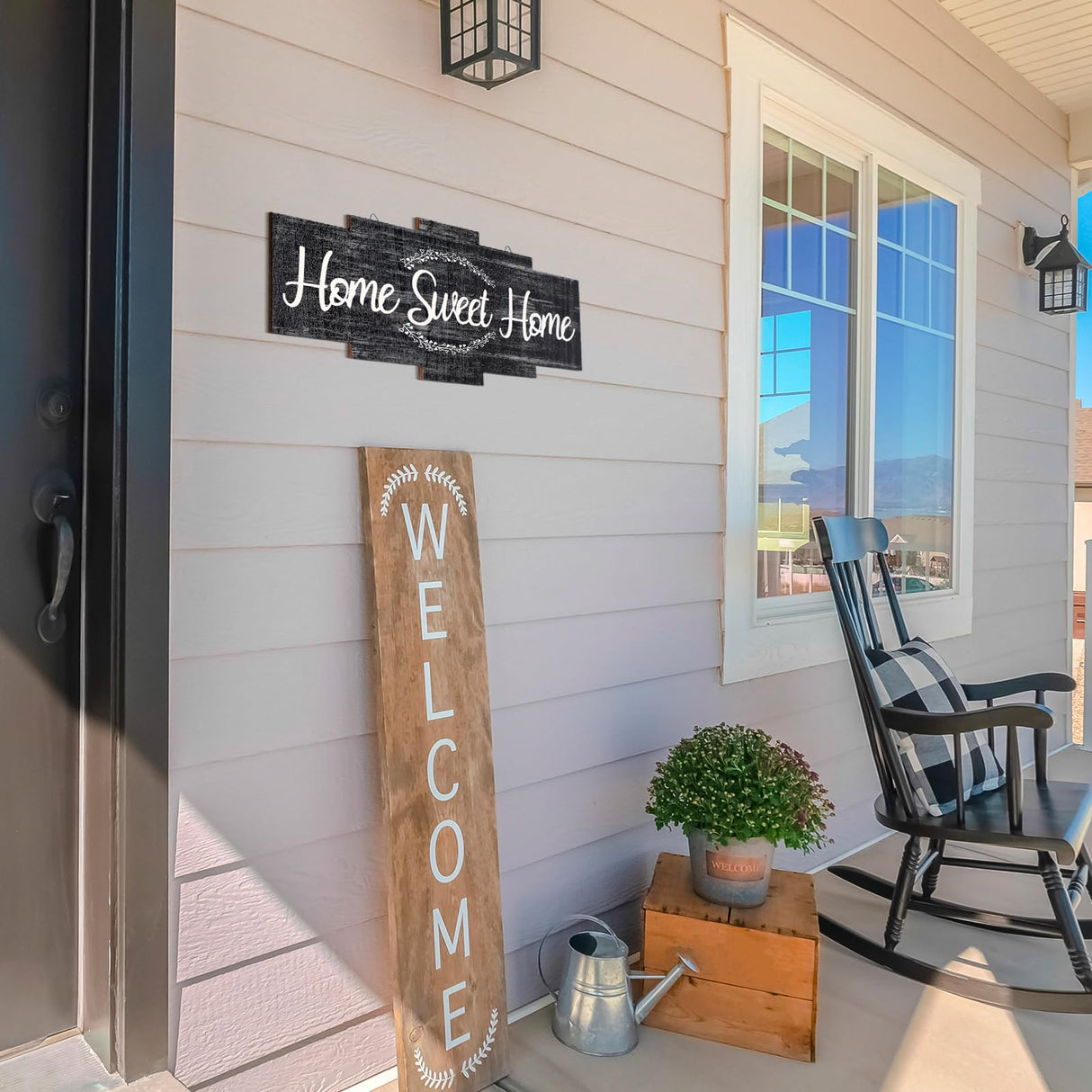 Jetec Home Sweet Home Sign, Rustic Wood Home Wall Decor, Large Farmhouse Home Sign Plaque Wall Hanging Wooden Sign for Bedroom, Living Room, Wall, Wedding Decor (Black) Jetec