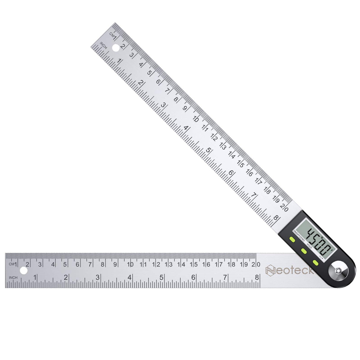 Neoteck Digital Angle Finder Ruler 8 inch/200mm Stainless Steel Digital Protractor with Data Hold Function and Zeroing Resetting LCD Display Electronic Spirit Level Gauge Ruler Neoteck