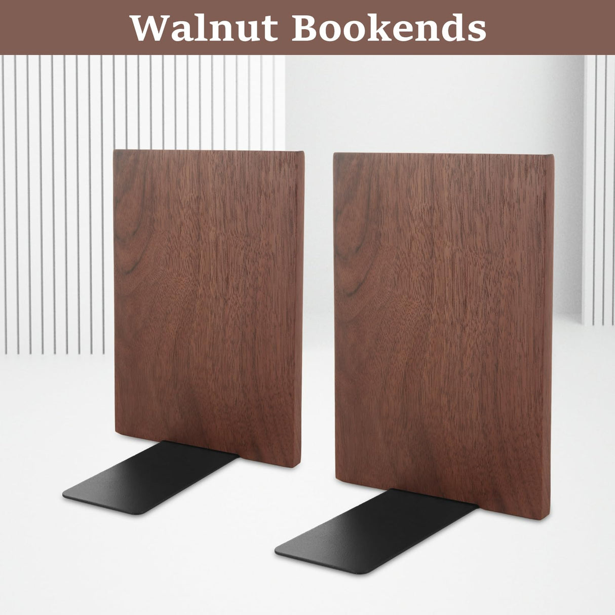 LOYORTY 2 Pair Walnut Book Ends, Large Bookends for Shelves, Wood Bookends for Heavy Books, Decorative Book Shelf LOYORTY