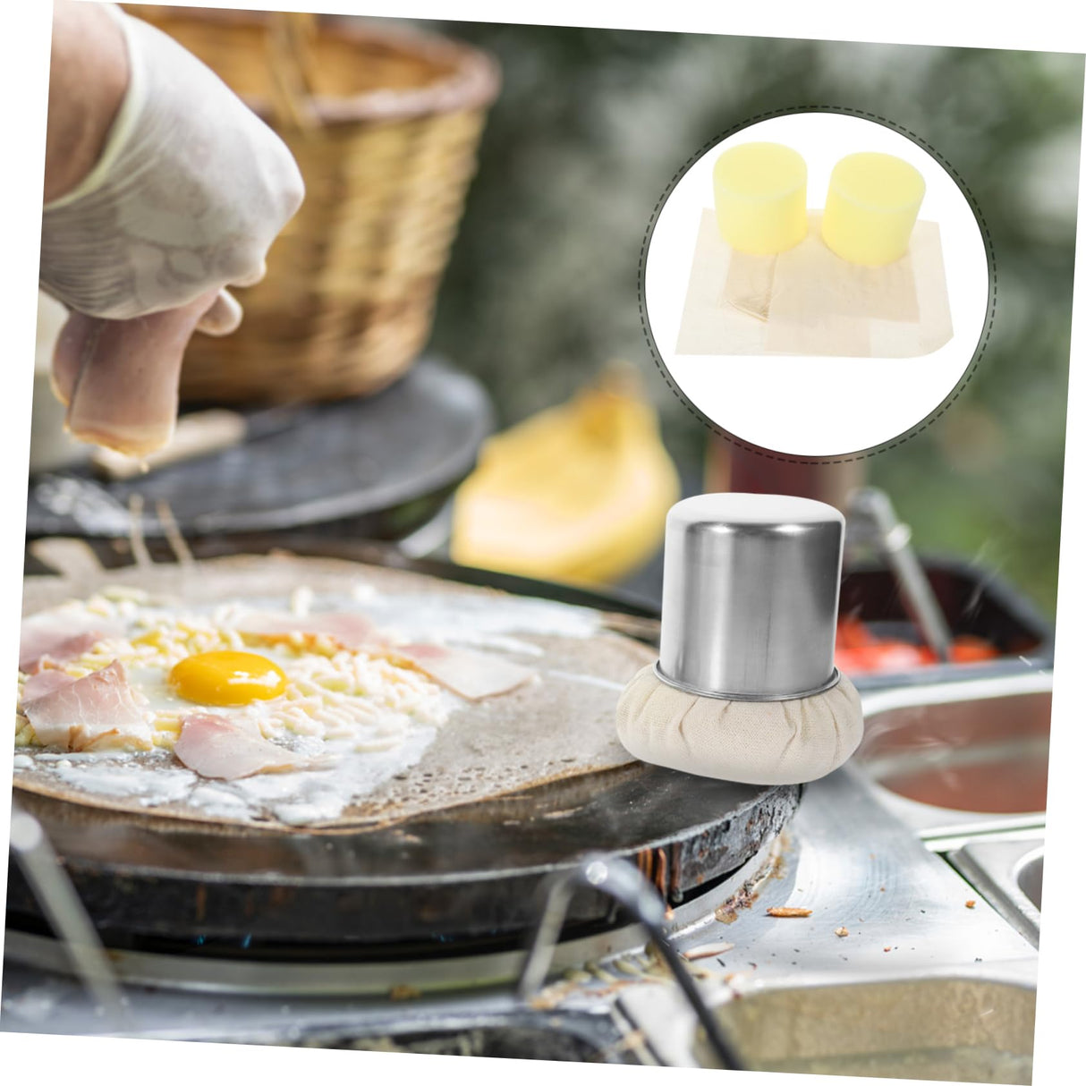 SHOWERORO 2-Pack Pancake Grease Brush Oil Mop Kitchen Oil Spread Replace Fabric Cooking Brush Replace Fabric SHOWERORO