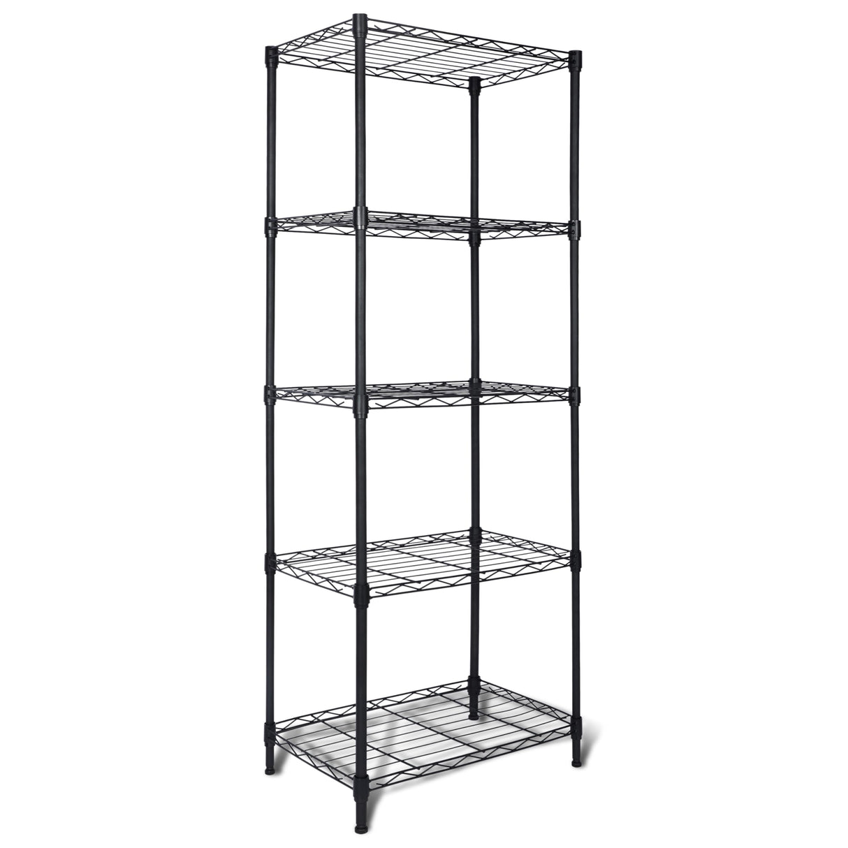 Whitmor 5 Tier Storage Shelves, Heavy Duty Metal Shelving, 400 lbs Capacity per Shelf, 2000 lbs Total, Easy Assembly for Kitchen, Garage, Plant, 18" L x 12" W x 50" H, Black Whitmor
