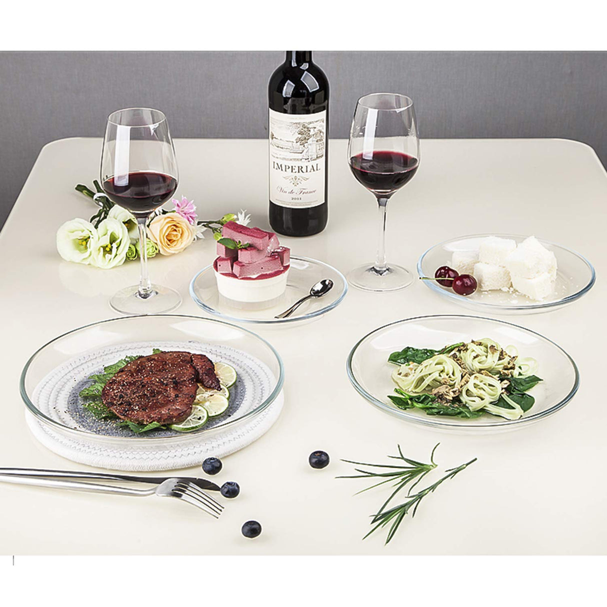 FOYO Oven Basics Glass Plate Set, 10 inch Round Tempered Glass Pie Dish, Set of 2 FOYO