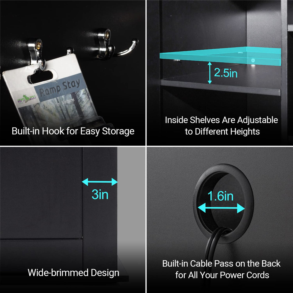 REPTI ZOO Reptile Aquarium Terrarium Wooden Stand and Cabinet with Adjustable Shelf for 48L x 18W inch Amphibian/Fish Sea Salt Water Tank Terrarium(Cabinet Only) REPTI ZOO