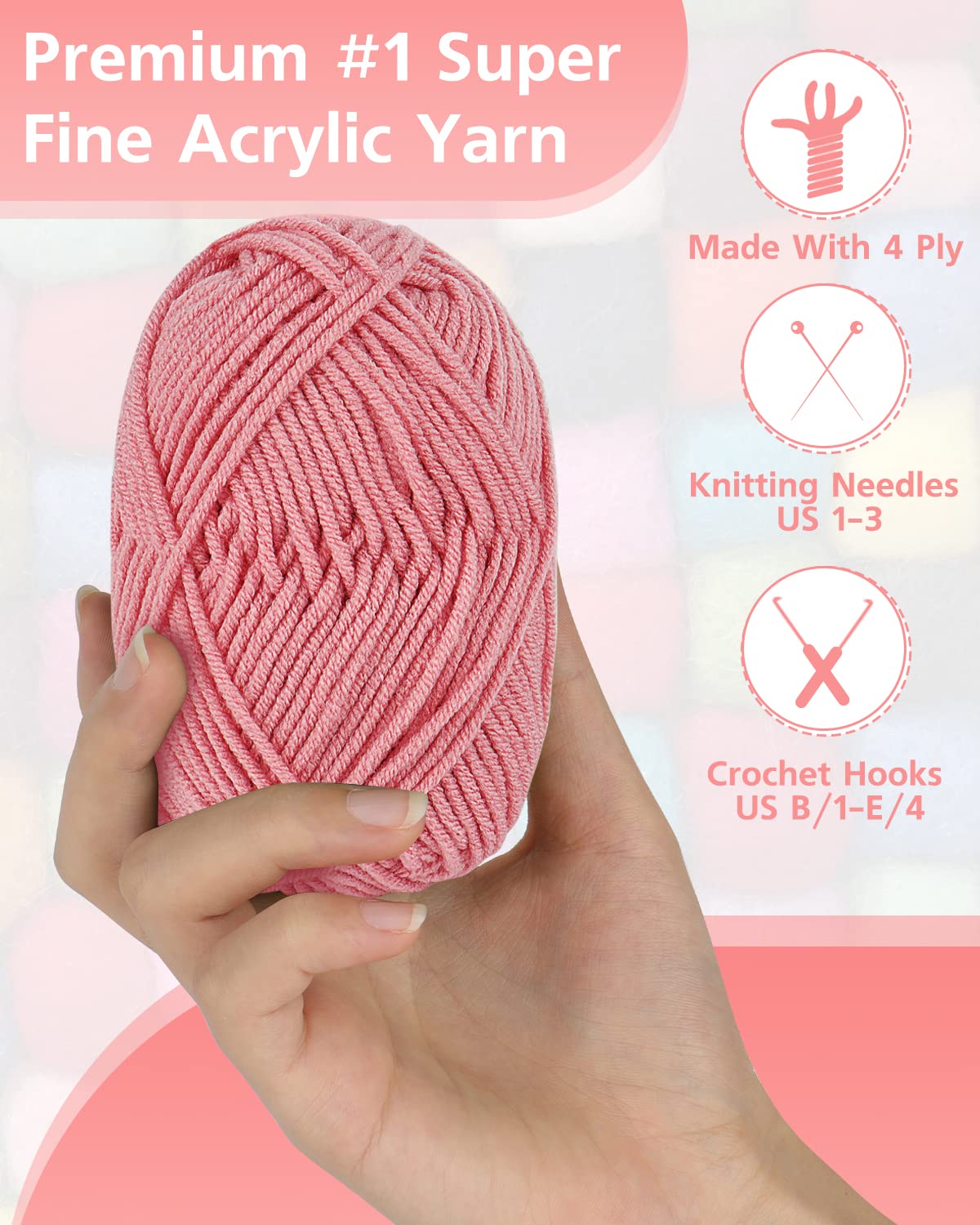 Coopay Crochet & Knitting Yarn, 25g x 14 Multicolor Acrylic Yarn, 1071yd, 4ply Soft, Beginner/Professional Kit Coopay