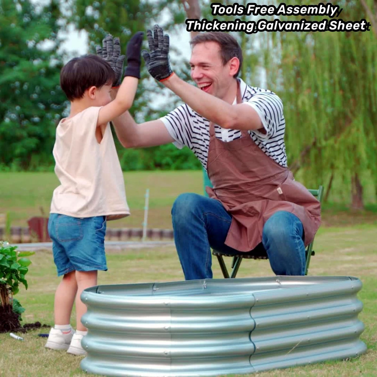 Gartist Galvanized Raised Garden Bed, 4x2x1 FT Thickening Raised Beds for Gardening, Oval Larger Space Planter Box for Outdoor for Herbs, Vegetables, Fruits Gartist