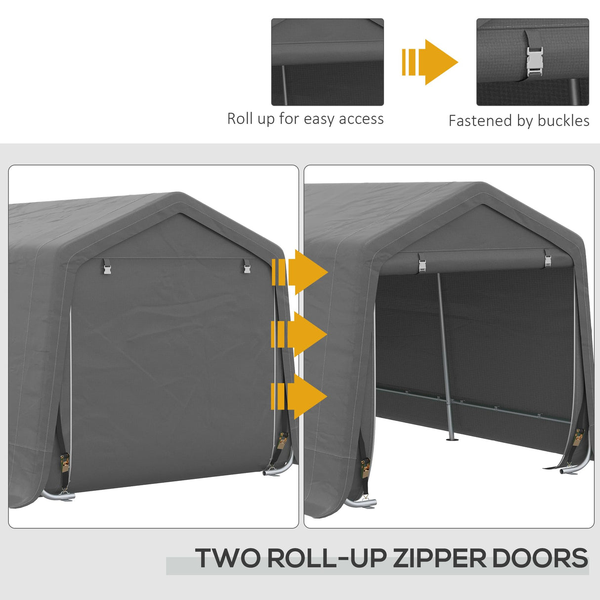 Outsunny 10' x 20' Carport Portable Garage, Heavy Duty Storage Tent, Patio Storage Shelter w/Anti-UV PE Cover and Double Zipper Doors, for Motorcycle Bike Garden Tools, Gray Outsunny